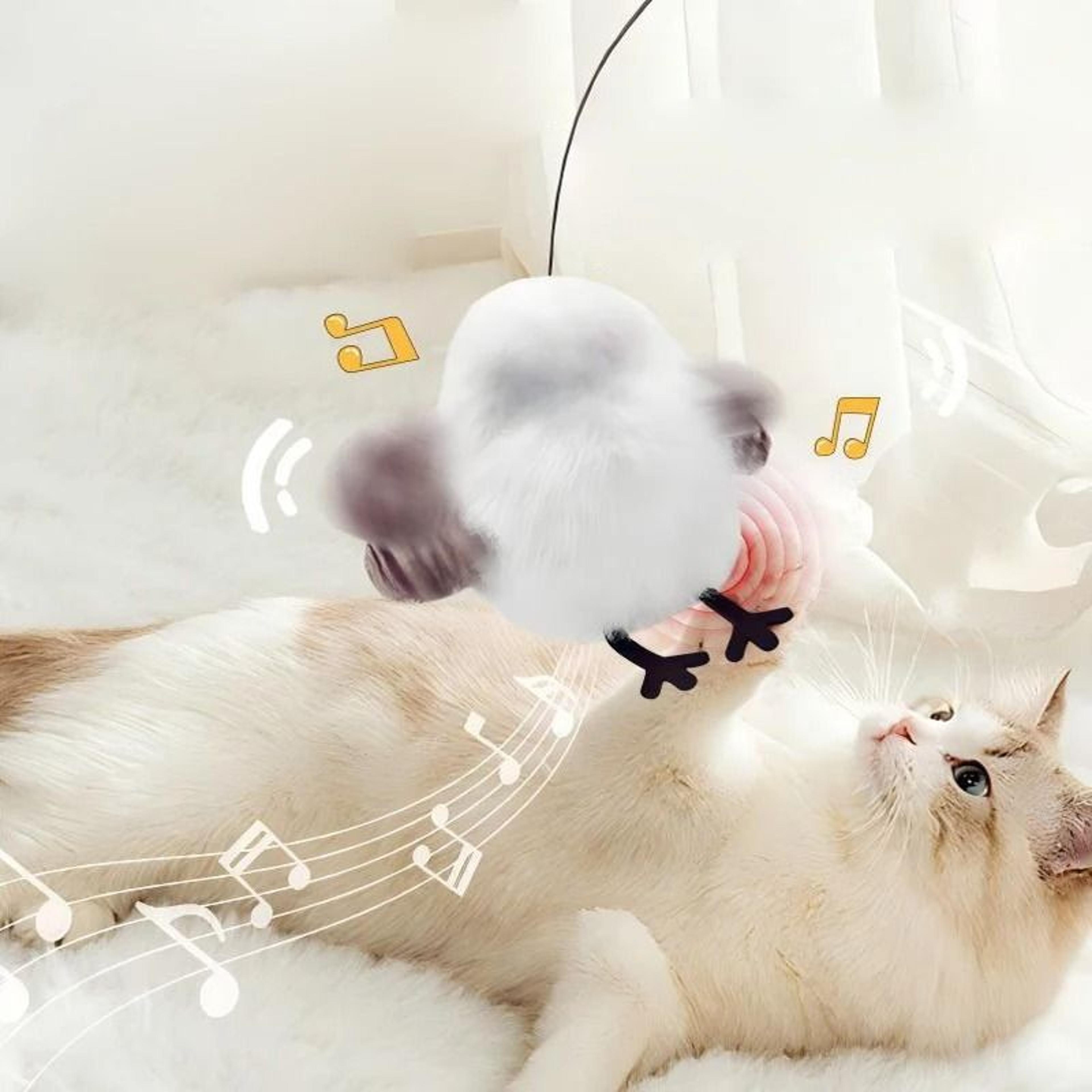 SkyFlutter Interactive Chirping Bird Cat Toy  USB Rechargeable TouchActivated Flying Bird For Indoo 5