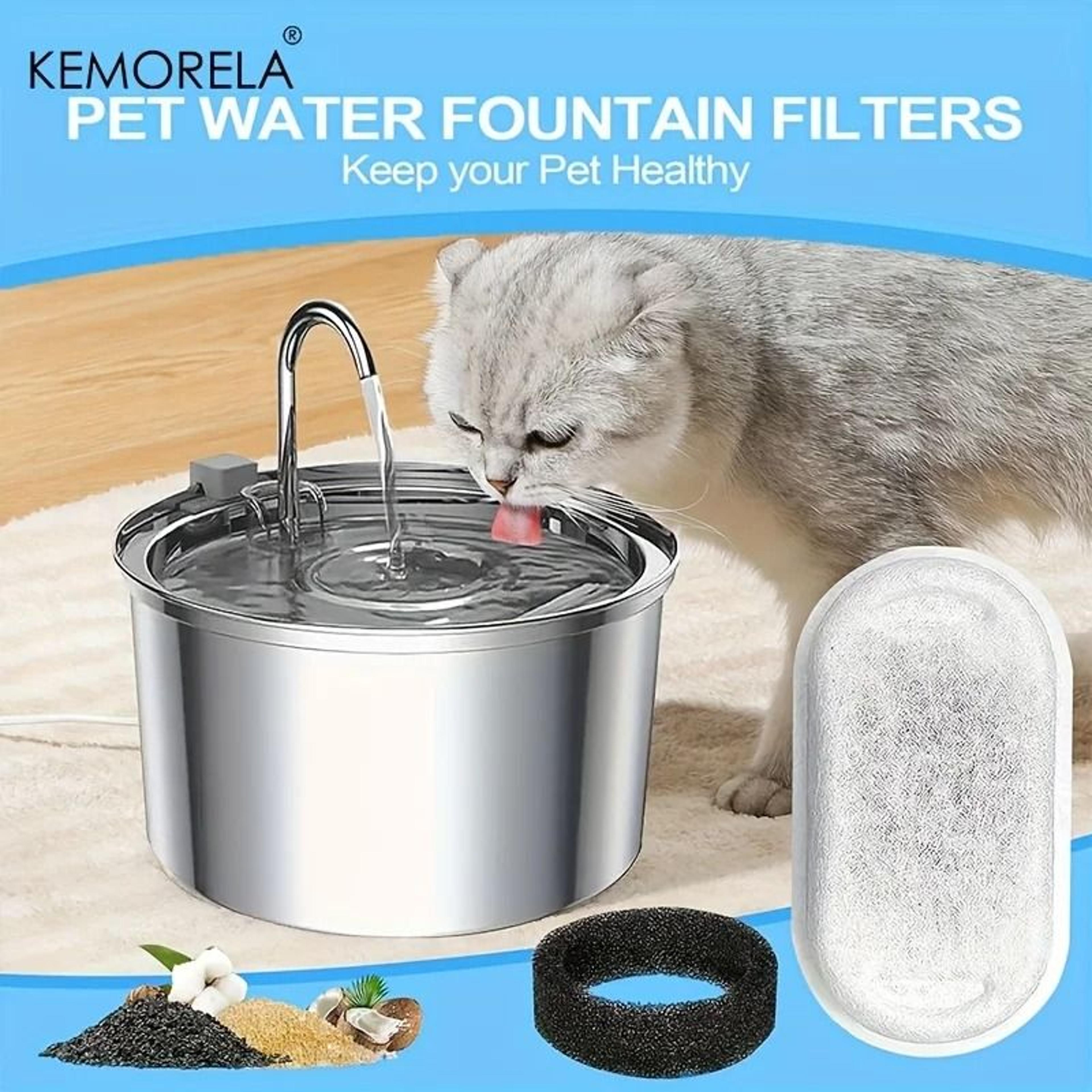 PureSip Activated Carbon Fountain Filter Set  Replacement Sponge Filters For Stainless Steel Cat Wa 2