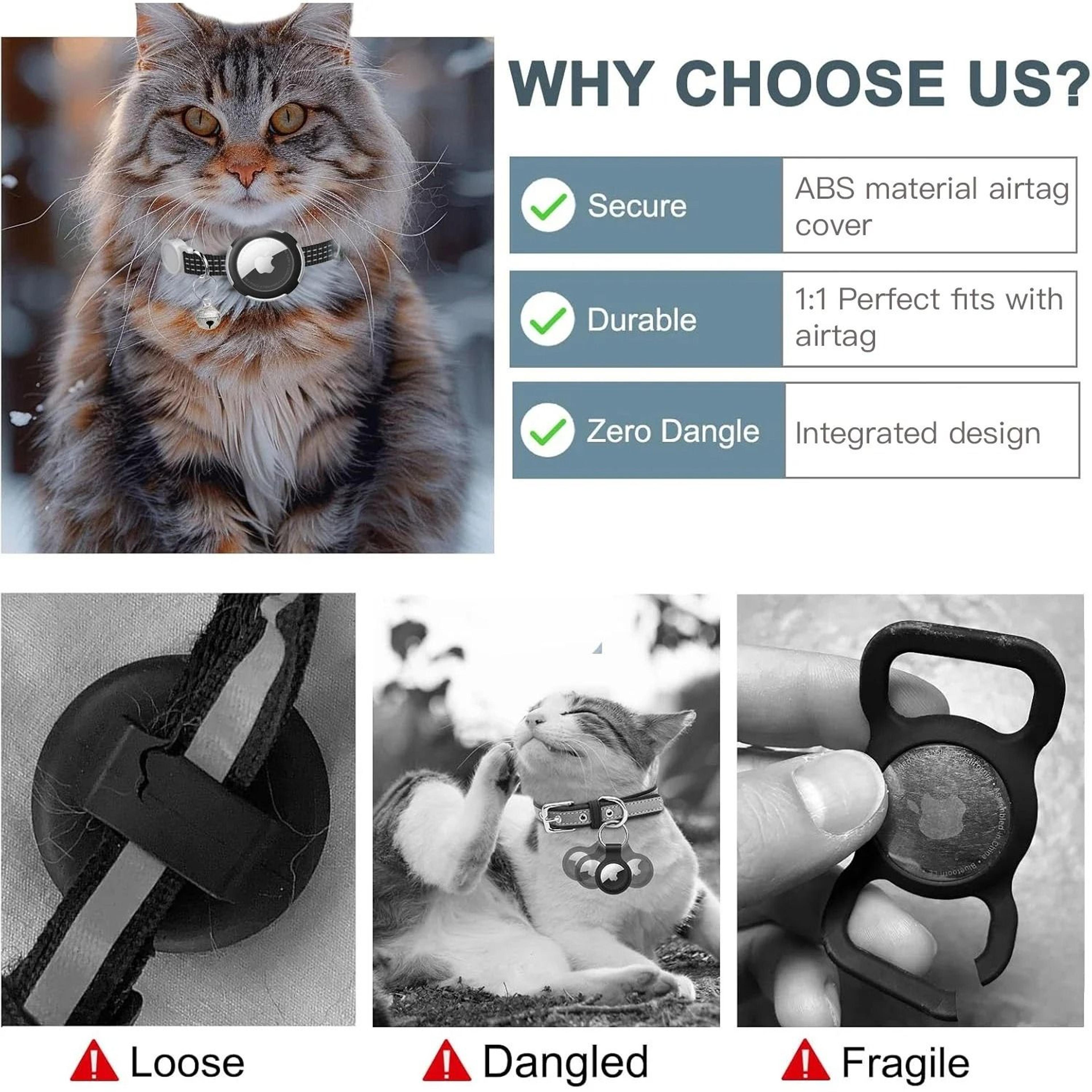 TrackSafe AirTag Cat Collar  Reflective Breakaway Collar With AirTag Holder  Bell For Cats And Kitt 5