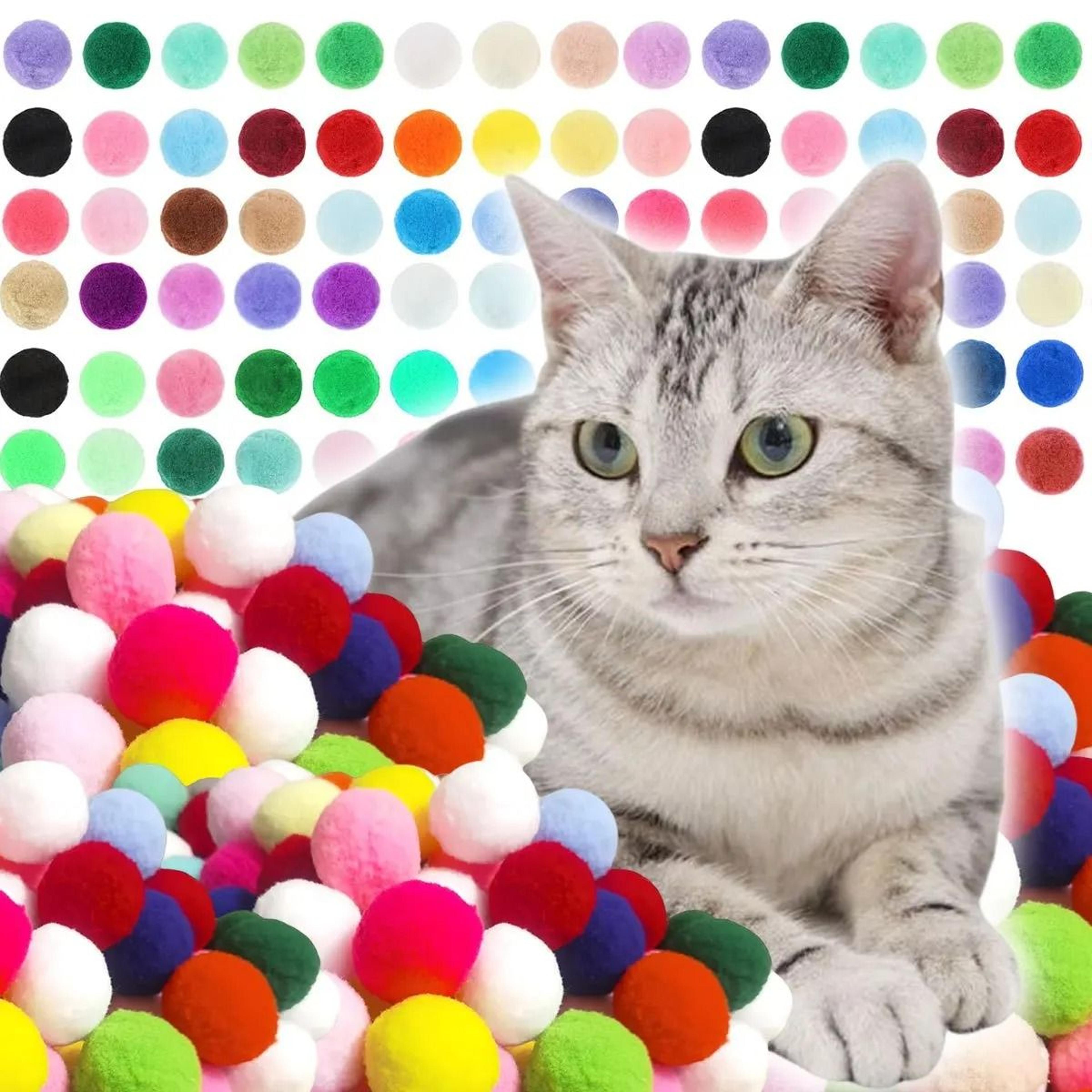 rainbowpounce plush cat toy ball set – soft colorful training balls for chasing, chewing & interactive play