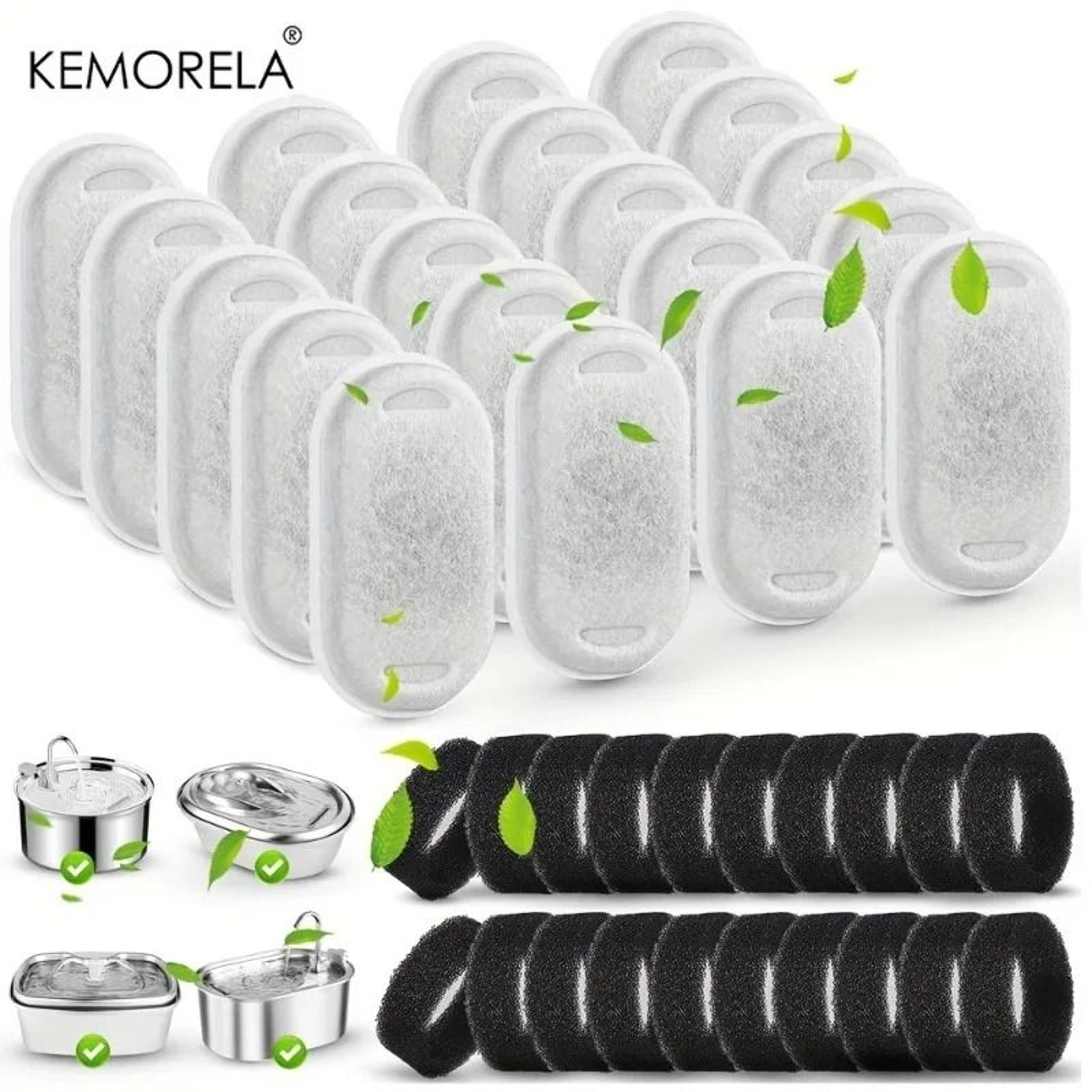 PureFlow Complete Fountain Filter Kit  20 Activated Carbon Filters  20 Sponge Replacements For Pet  0