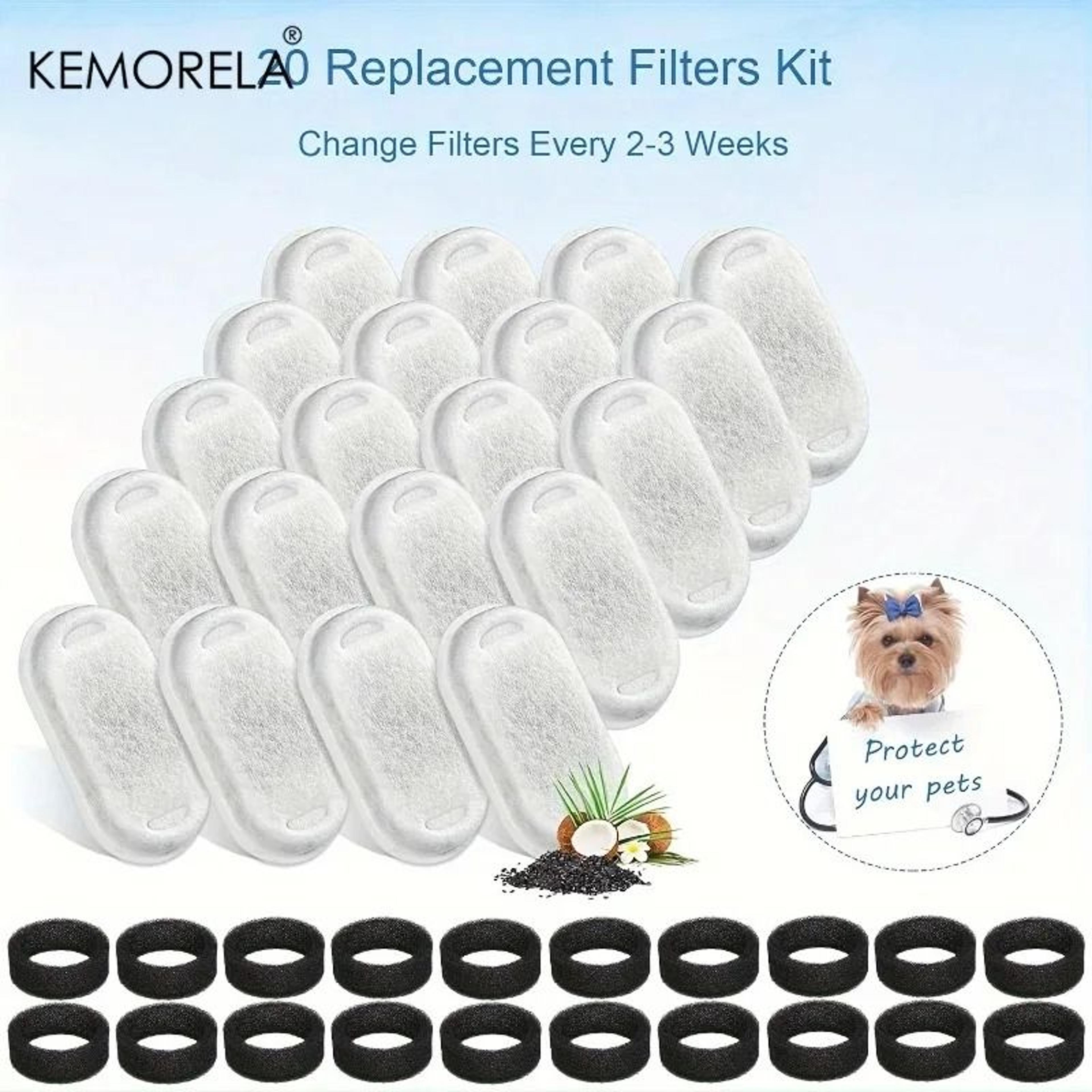 PureFlow Complete Fountain Filter Kit  20 Activated Carbon Filters  20 Sponge Replacements For Pet  3