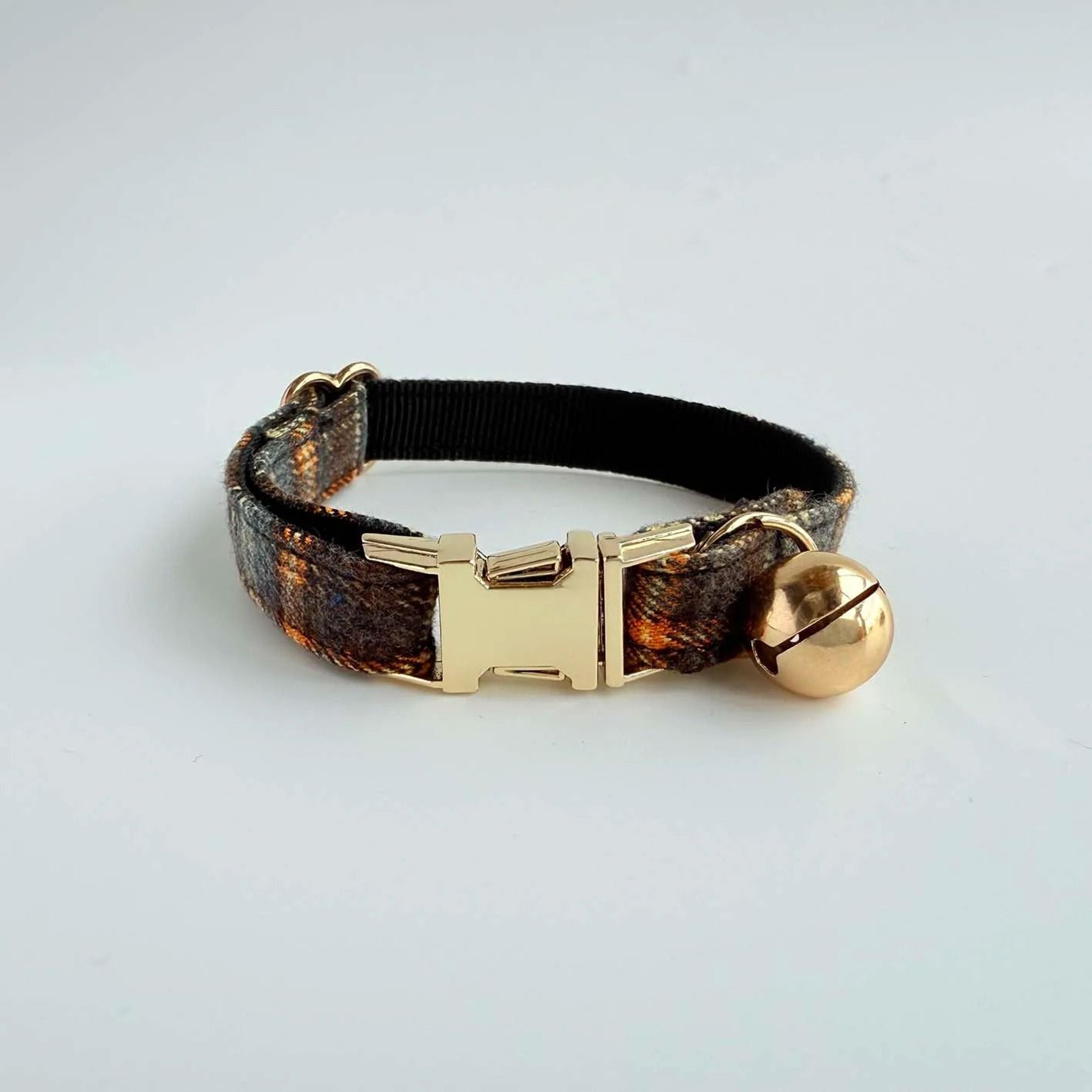 LuxePearl Personalized Tweed Cat Collar With Detachable Bell  Pearl Charm 5
