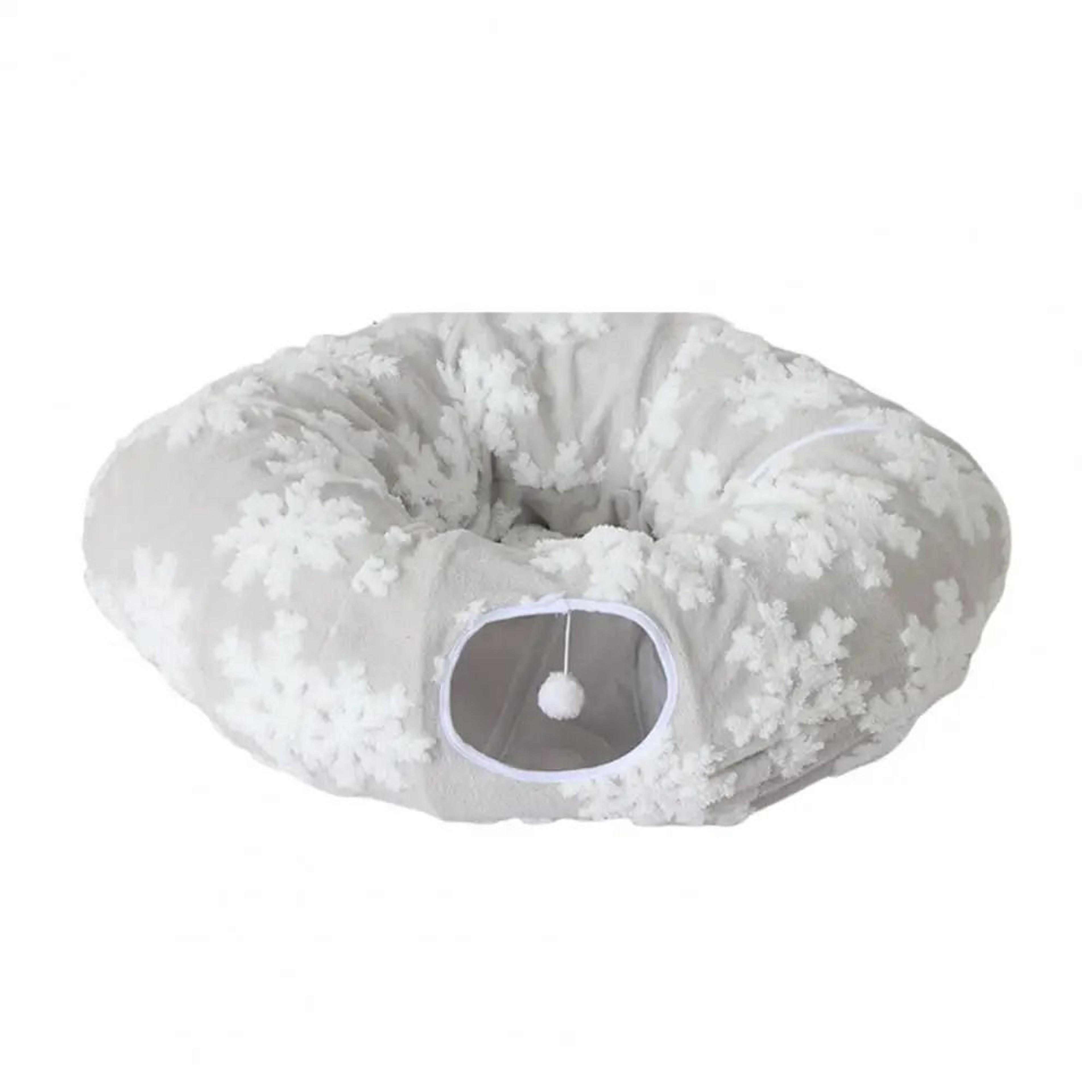 CozyTunnel Plush Donut Cat Tunnel Bed With Peekaboo Play Cave  Hanging Balls 10