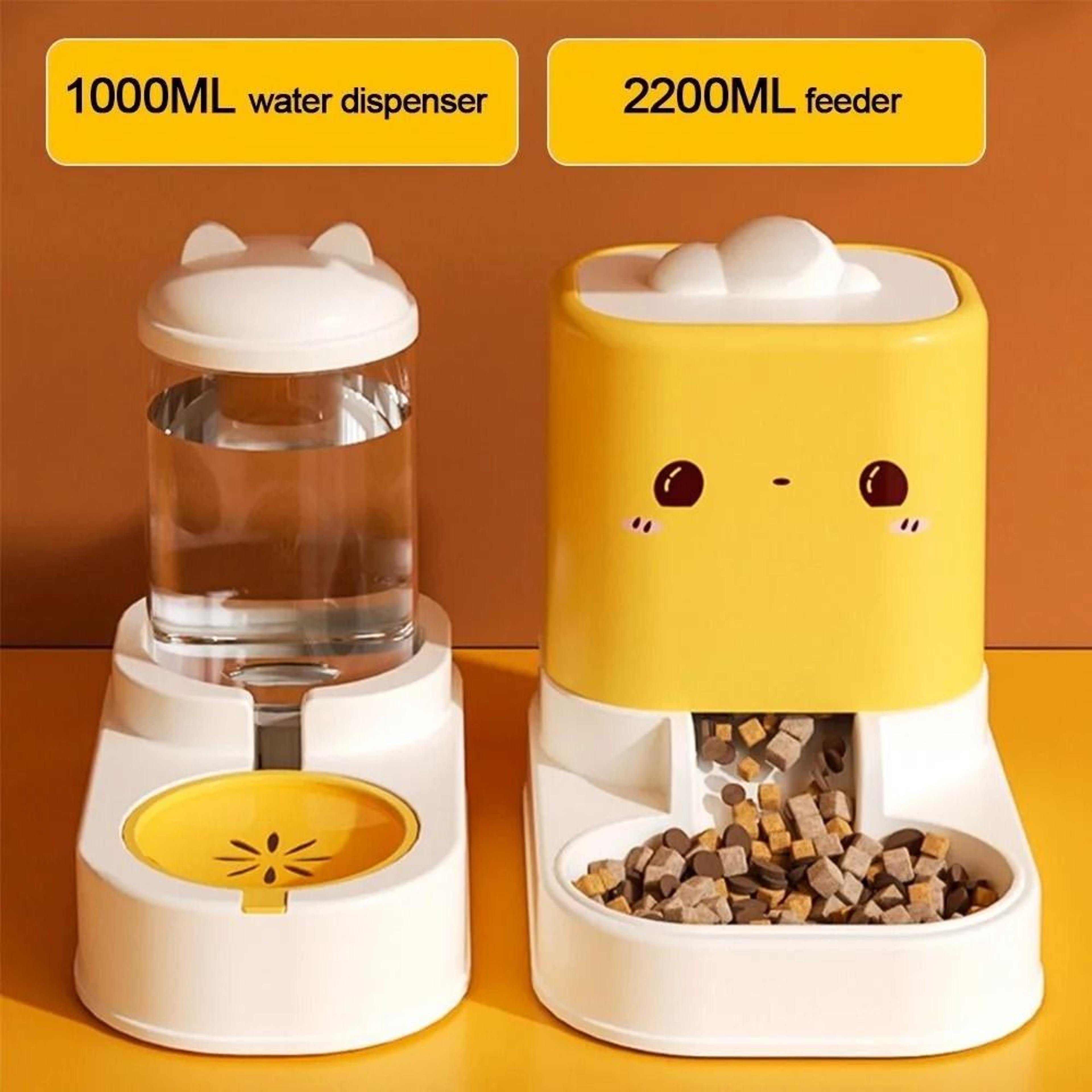 Cute CatShaped Automatic Pet Feeder  Water Dispenser Set 1