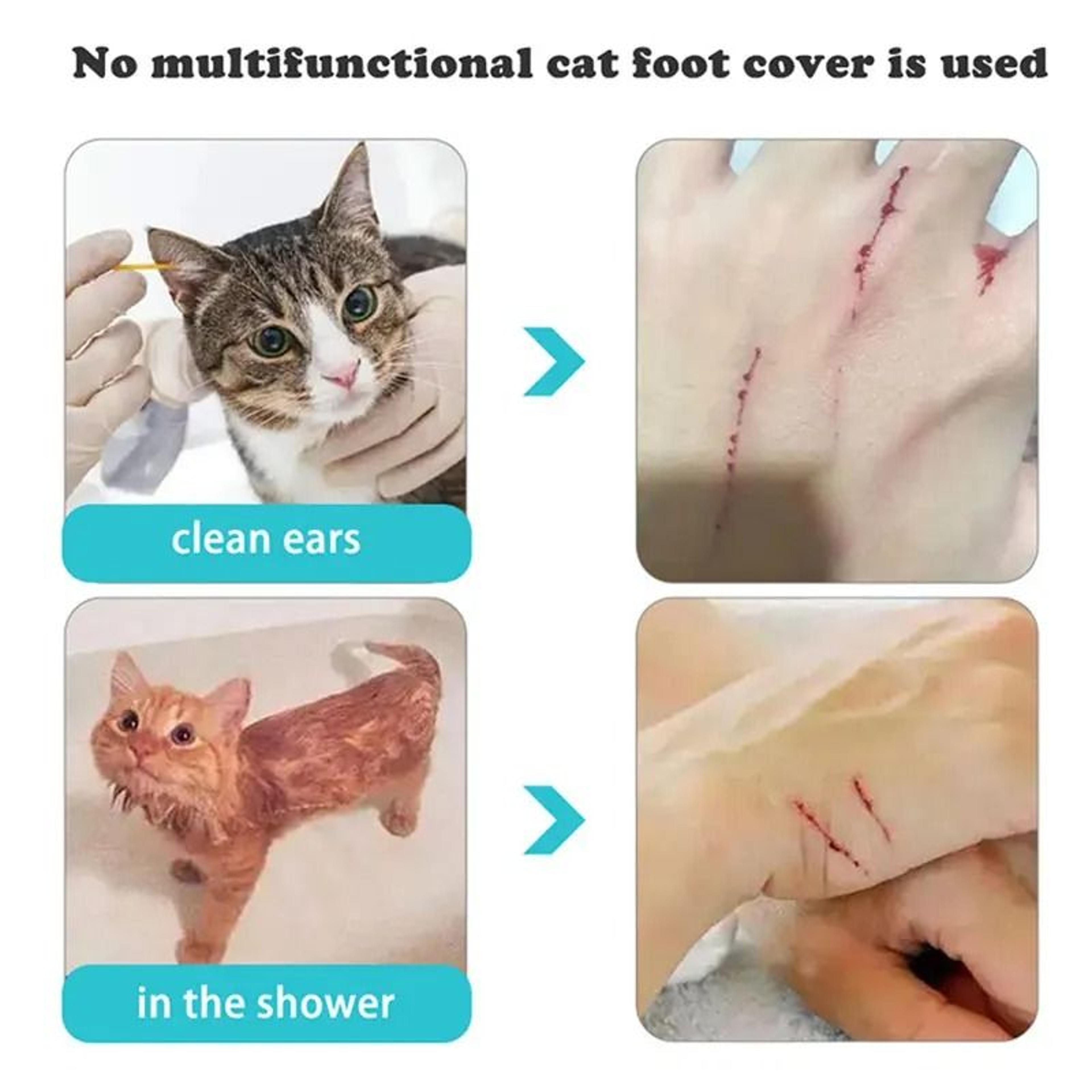 Adjustable Silicone Cat Paw Protector Boots For Bathing  Grooming 2