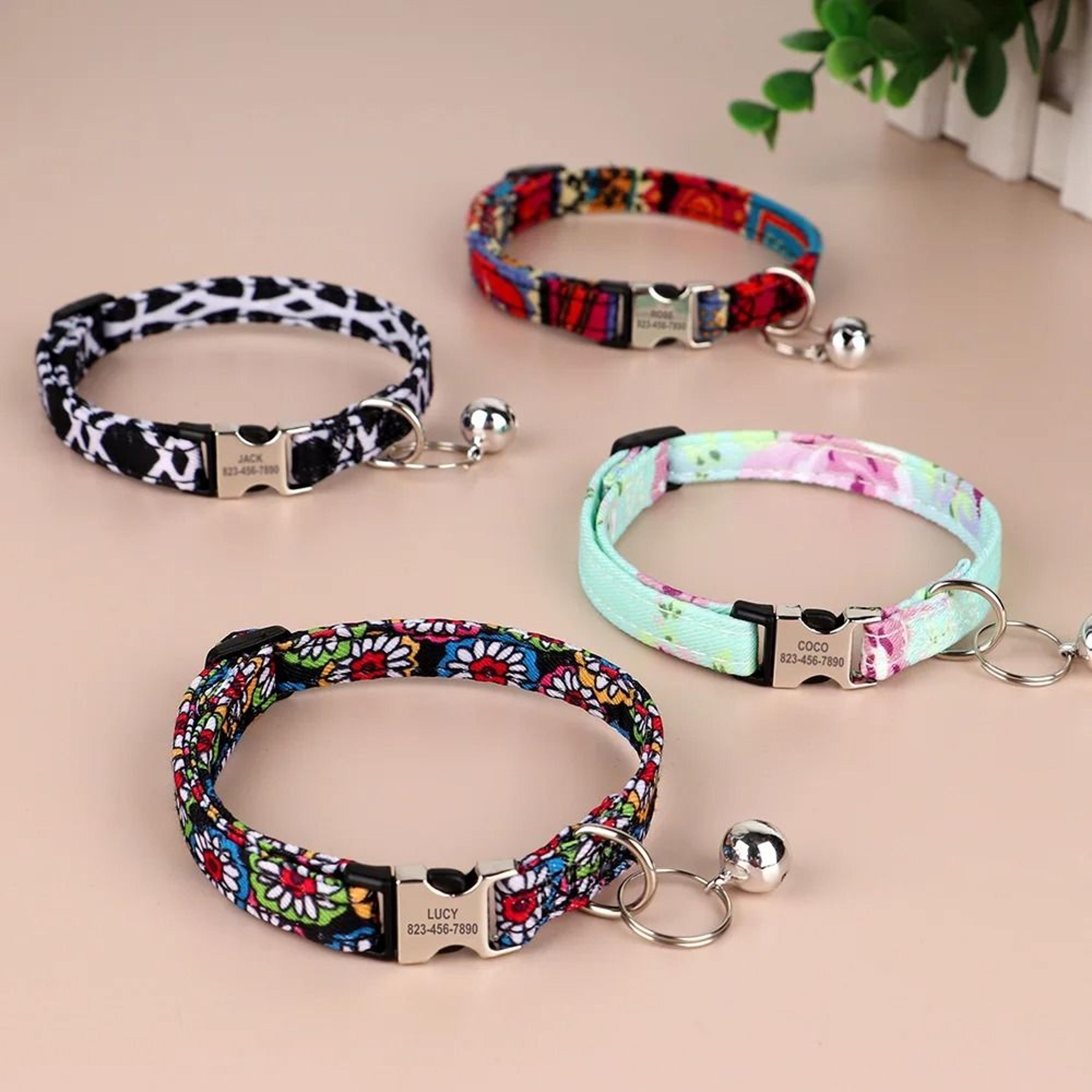 Personalized Adjustable Cat Collar With Engraved ID Nameplate  Safety Bell 2