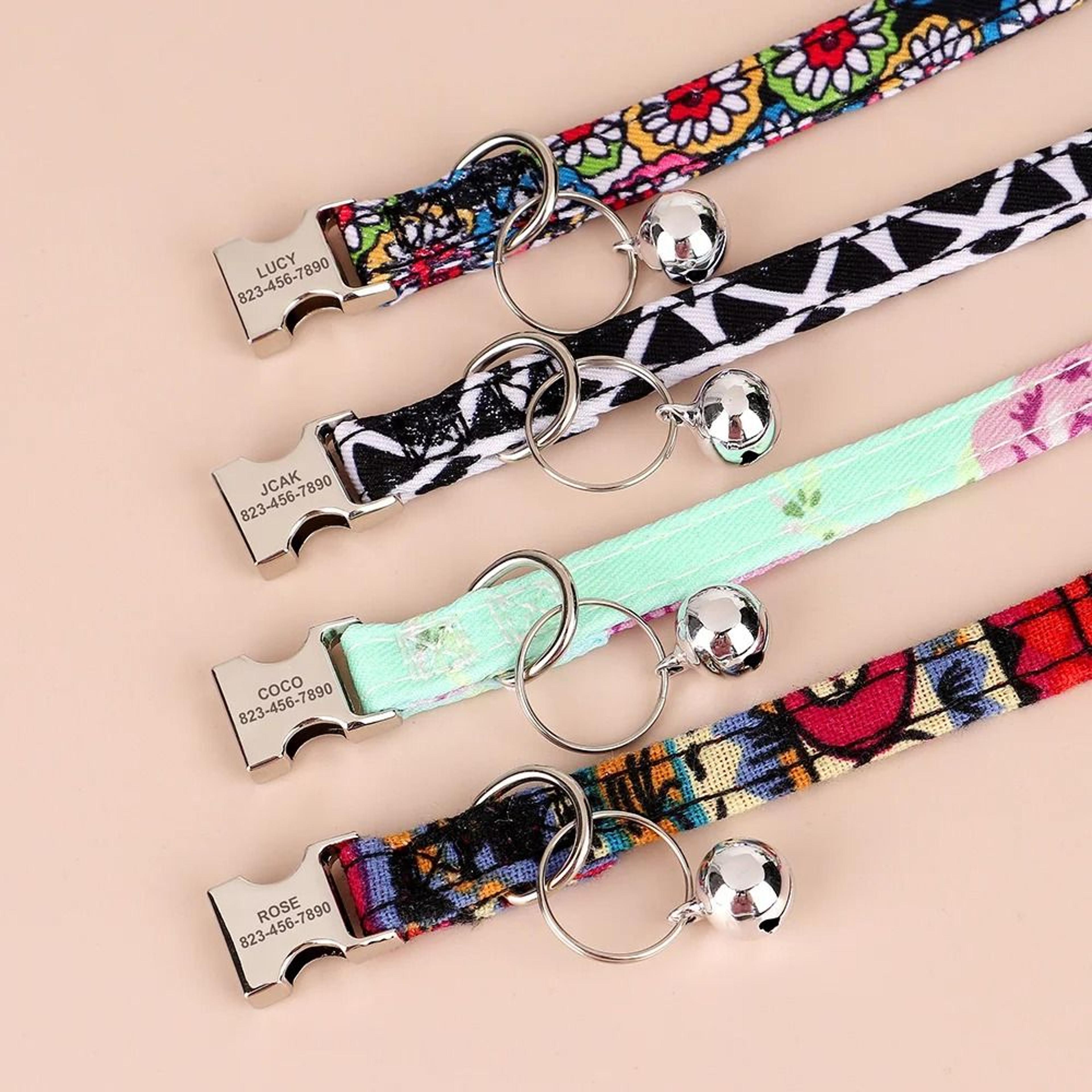 Personalized Adjustable Cat Collar With Engraved ID Nameplate  Safety Bell 3