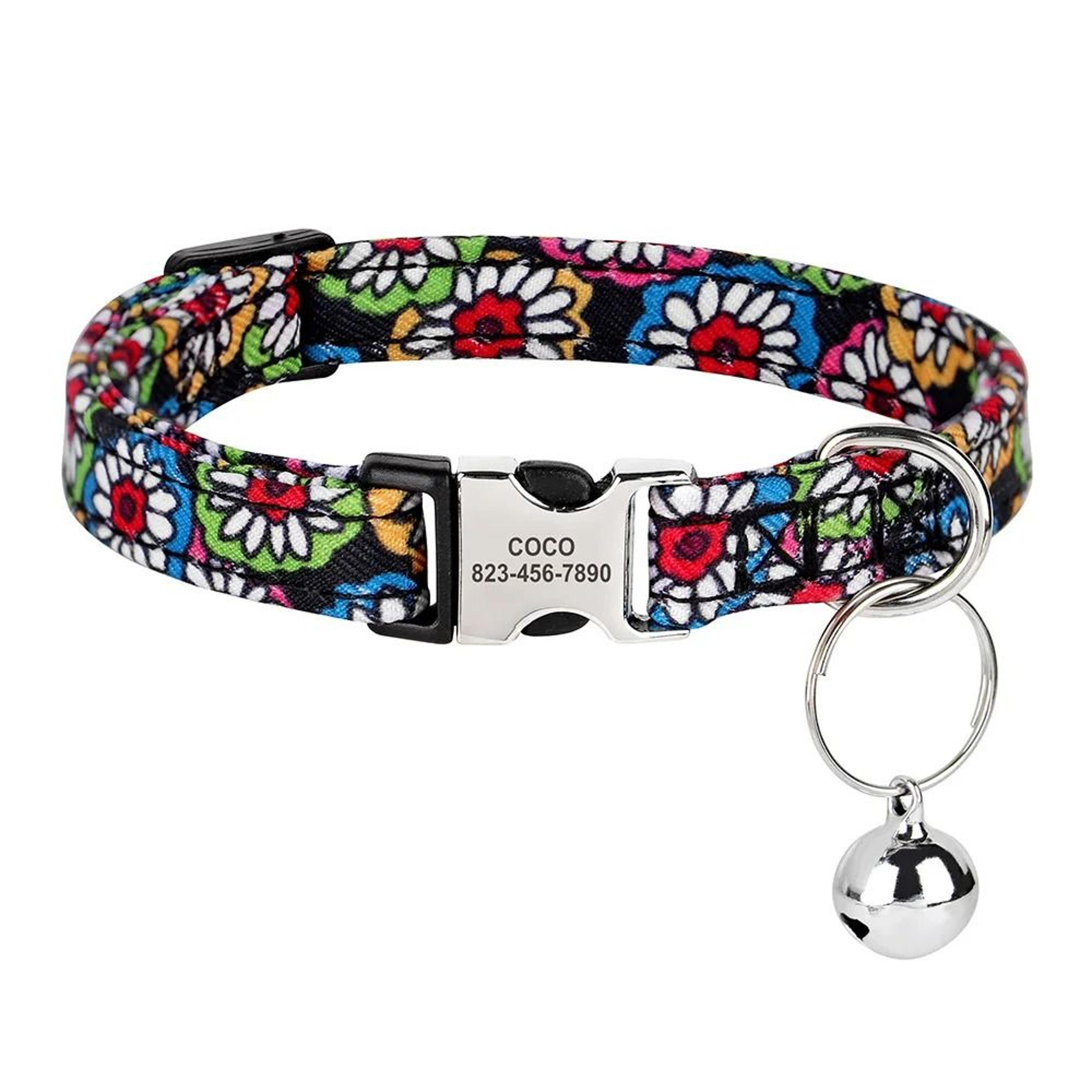 Personalized Adjustable Cat Collar With Engraved ID Nameplate  Safety Bell 10