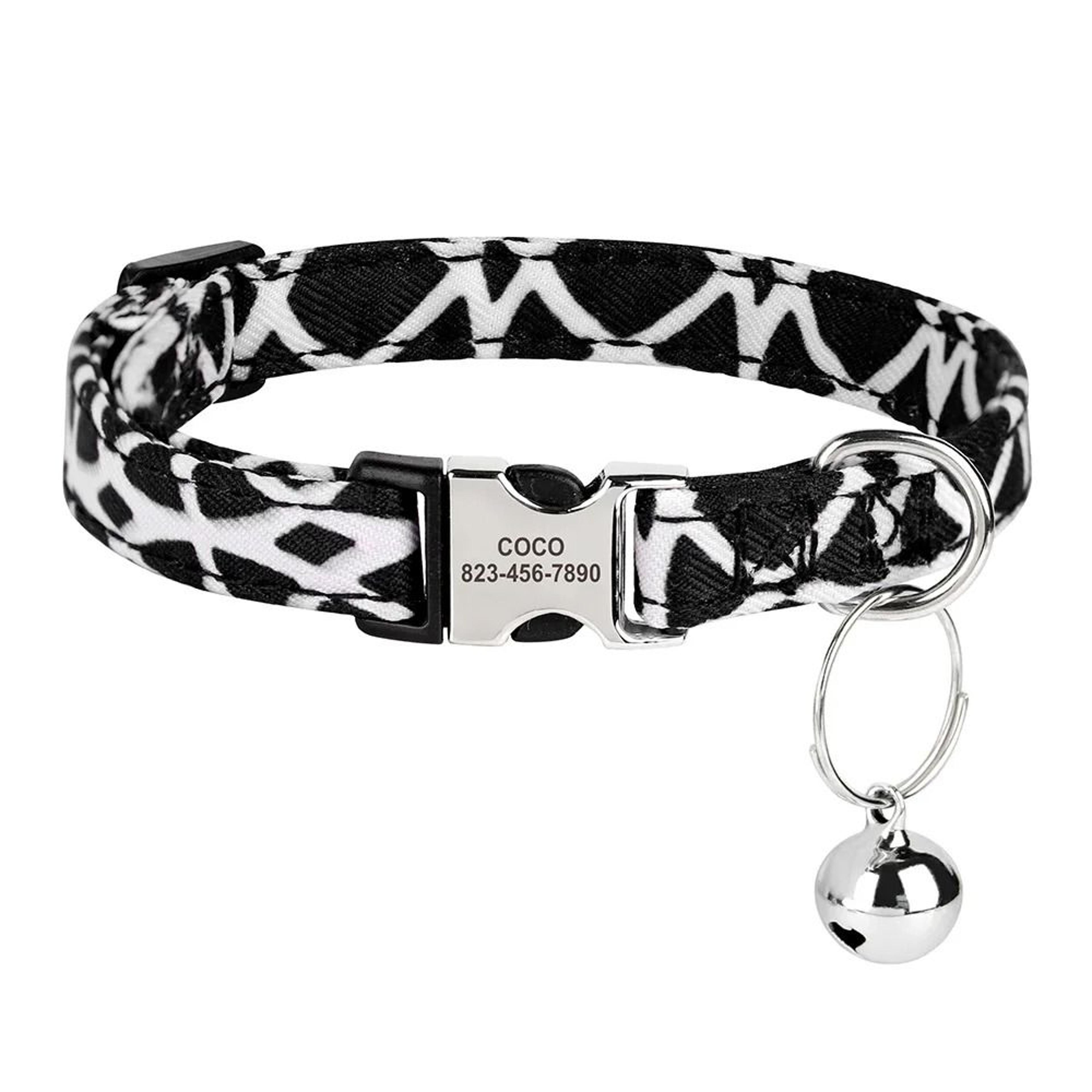 Personalized Adjustable Cat Collar With Engraved ID Nameplate  Safety Bell 11