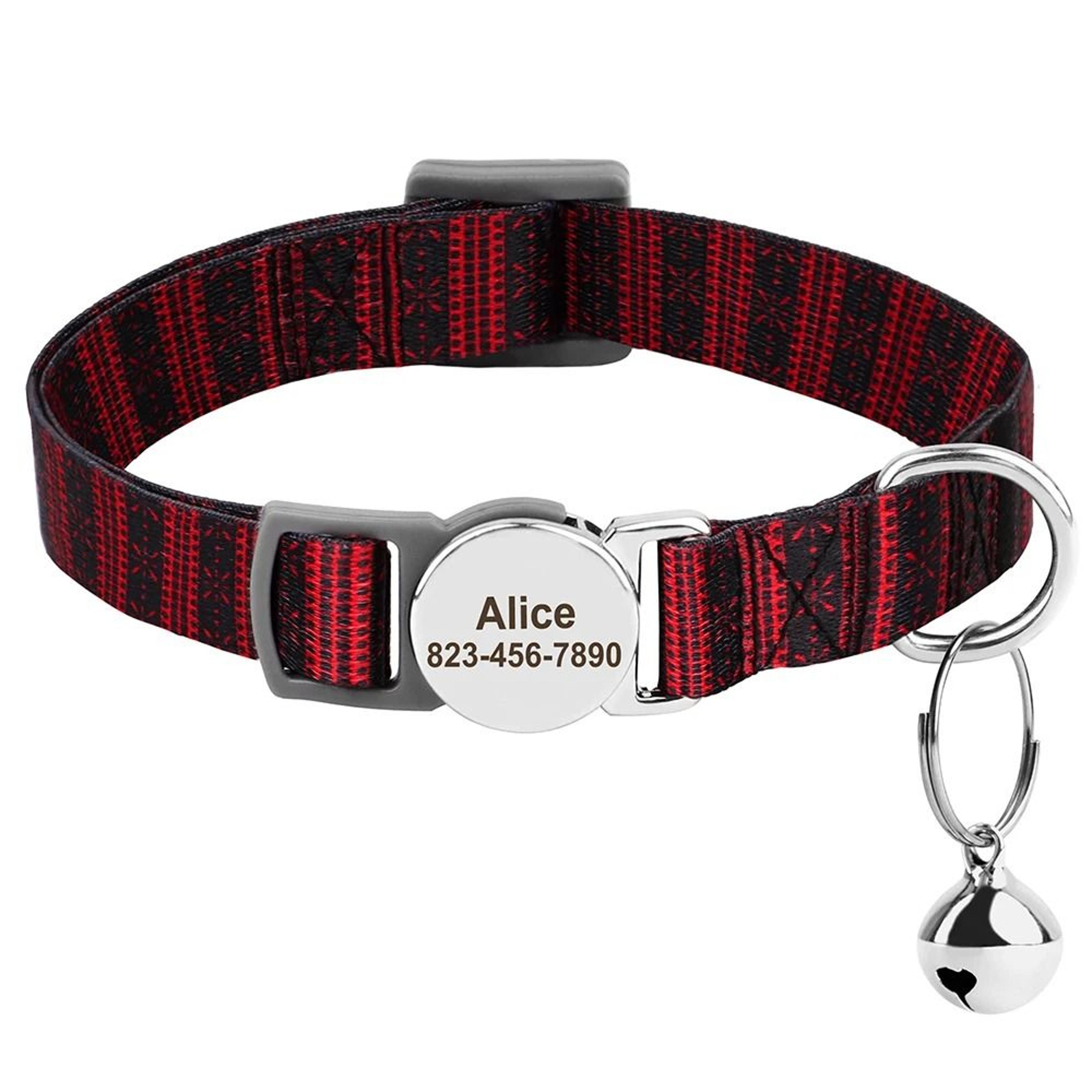 Personalized Adjustable Cat Collar With Engraved ID Nameplate  Safety Bell 8