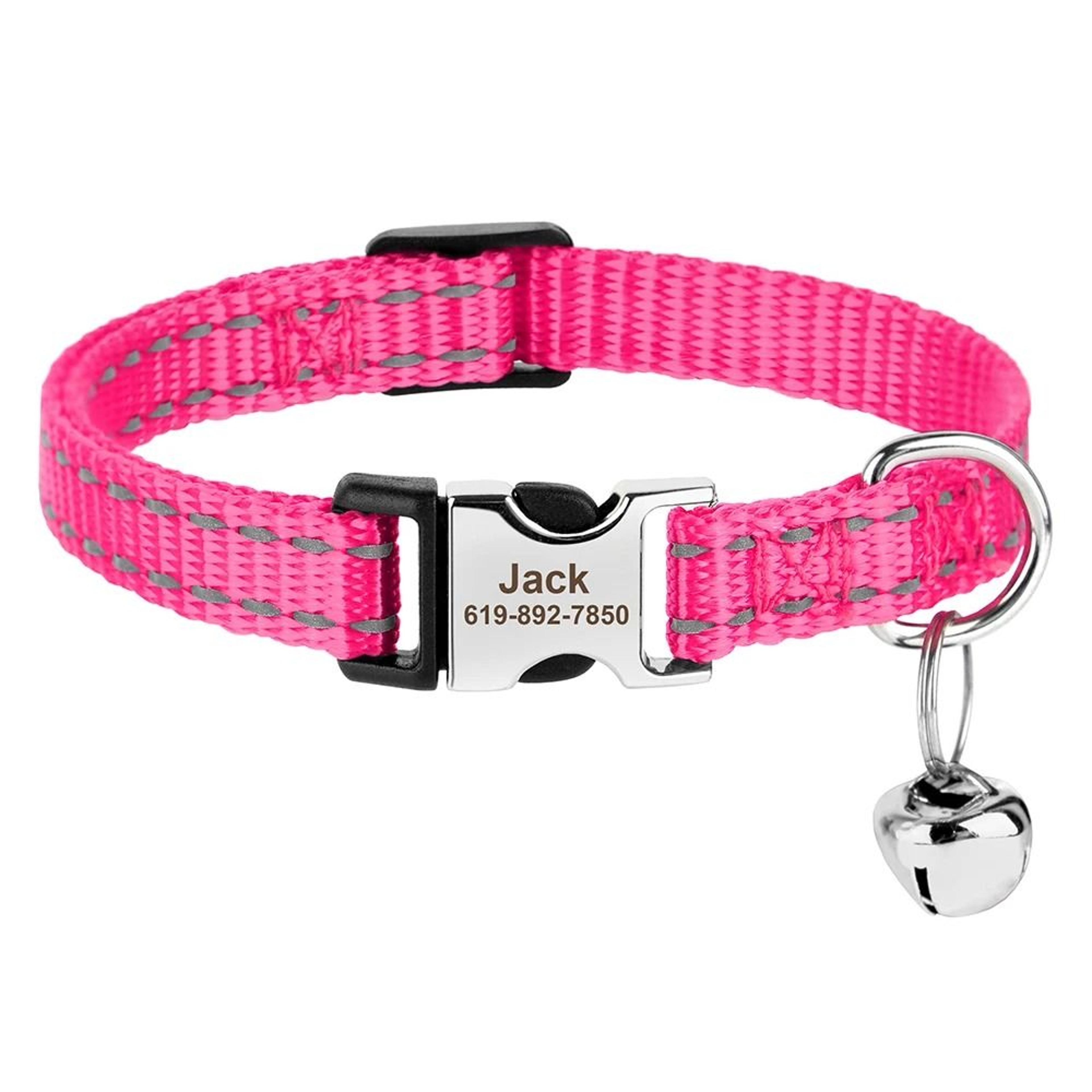 Personalized Adjustable Cat Collar With Engraved ID Nameplate  Safety Bell 19