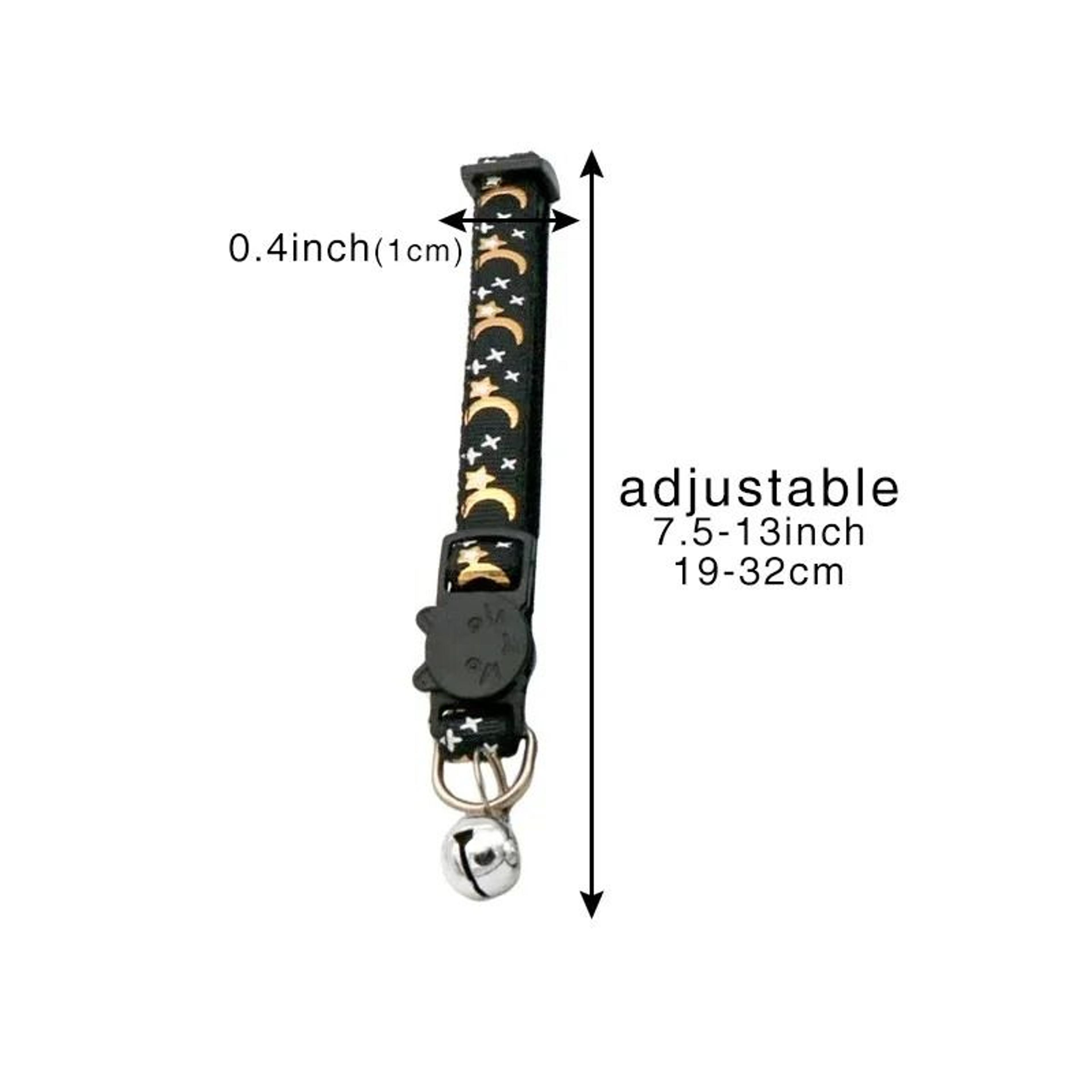 Personalized Reflective Star  Moon Cat Collar With Engraved ID Nameplate And Bell 3