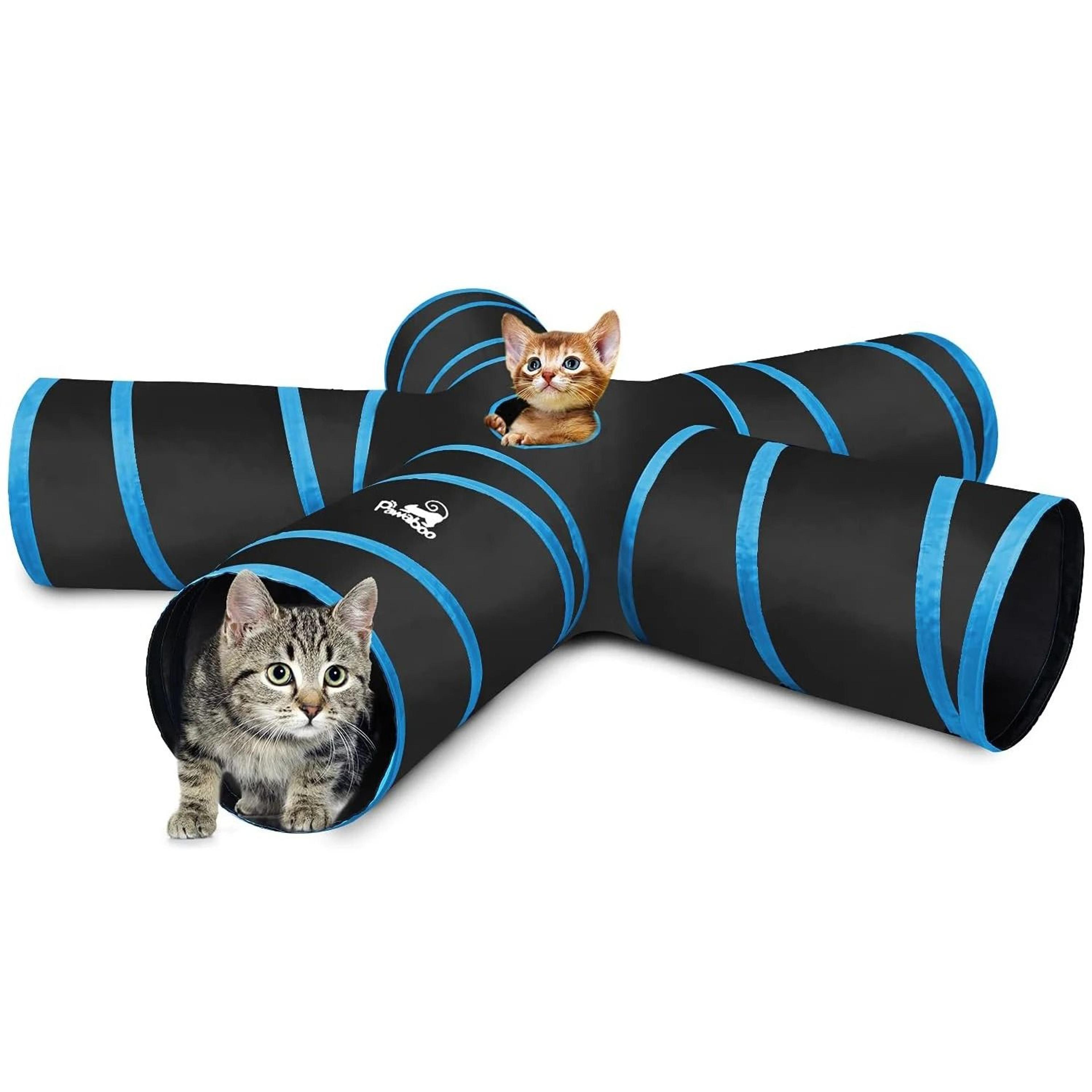 pawaboo collapsible cat tunnel with balls and bells for interactive indoor play