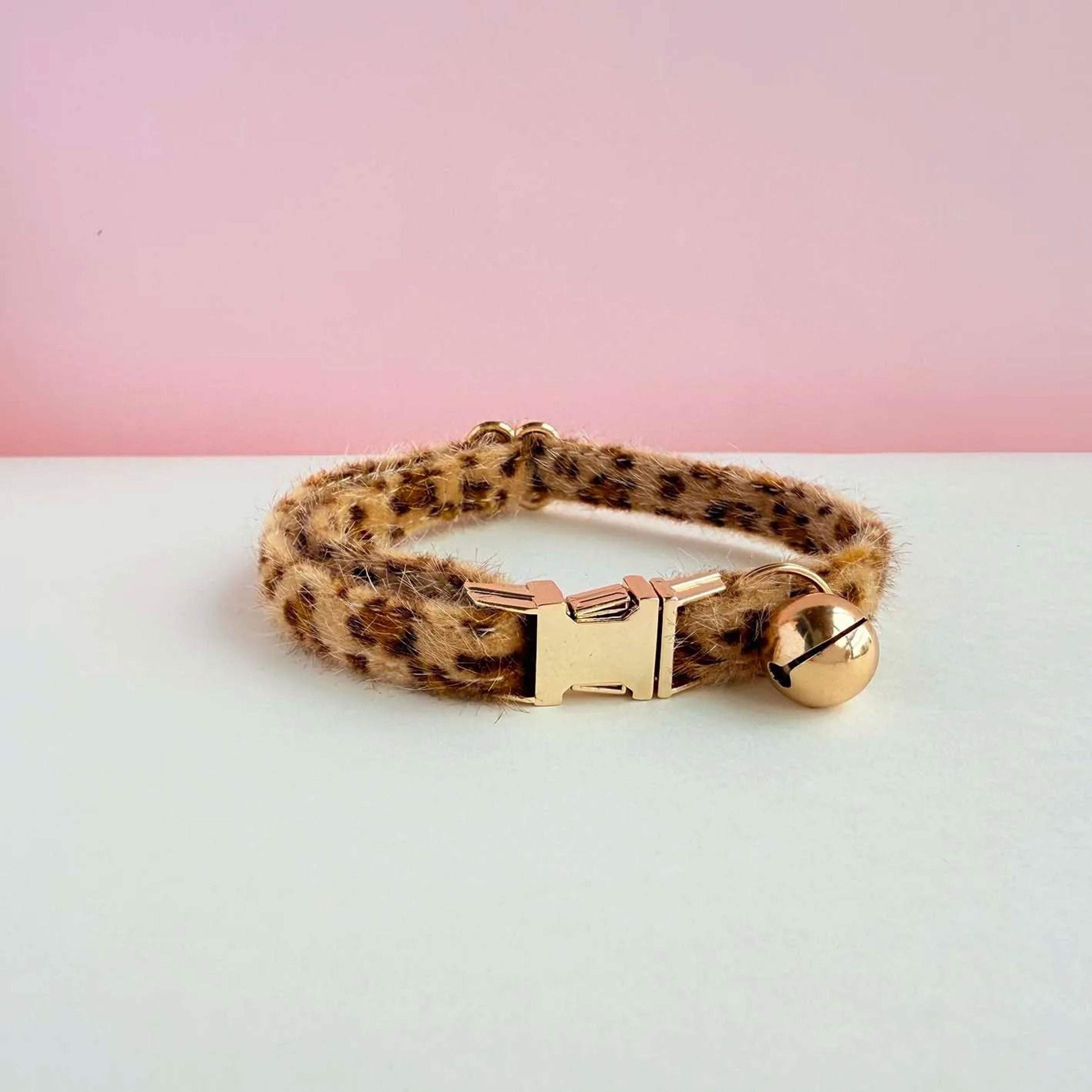Personalized Leopard Print Cat Collar With Name Tag  Bell  Adjustable Plush Kitten Collar 7