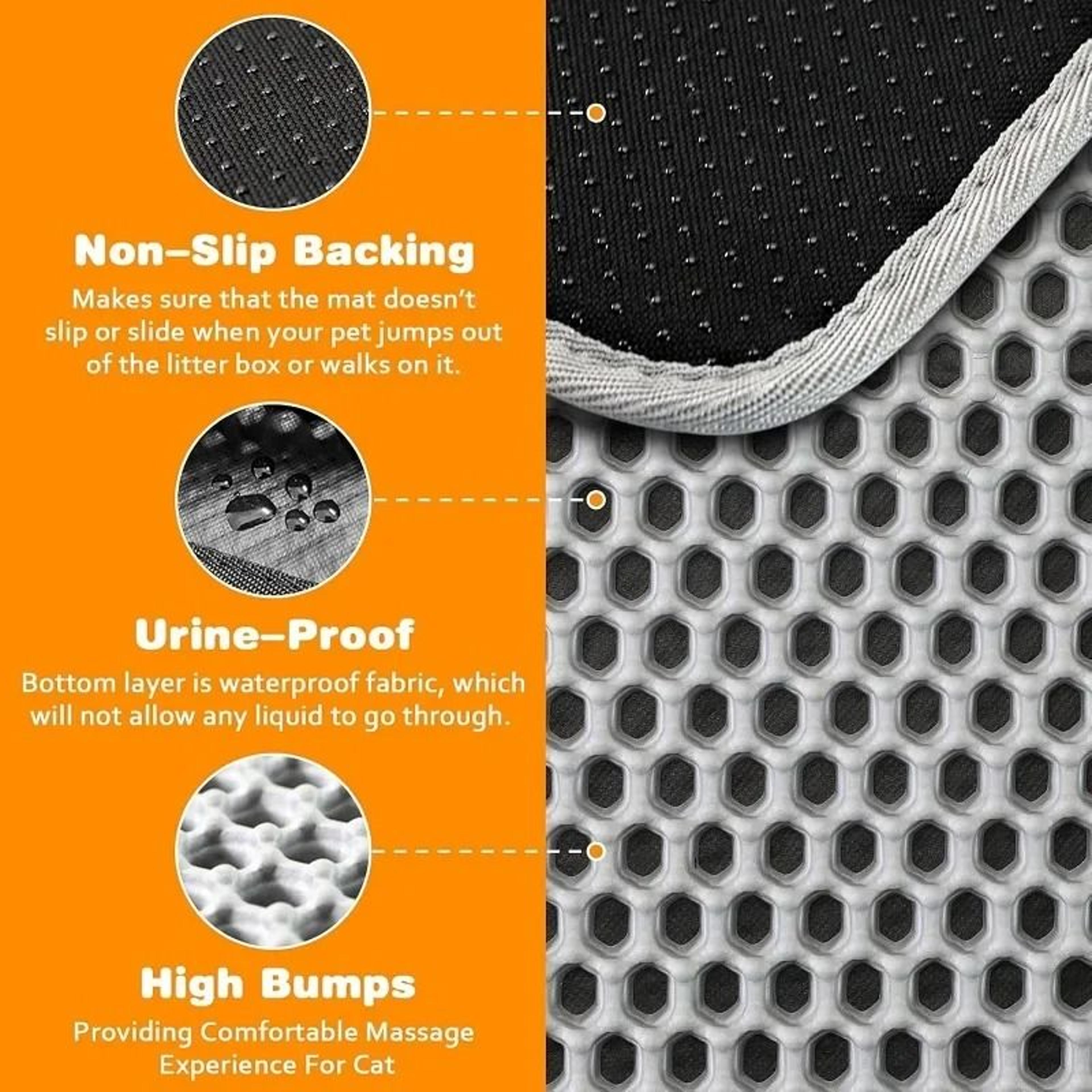 Double Layer Waterproof Cat Litter Trapping Mat With NonSlip Base 5