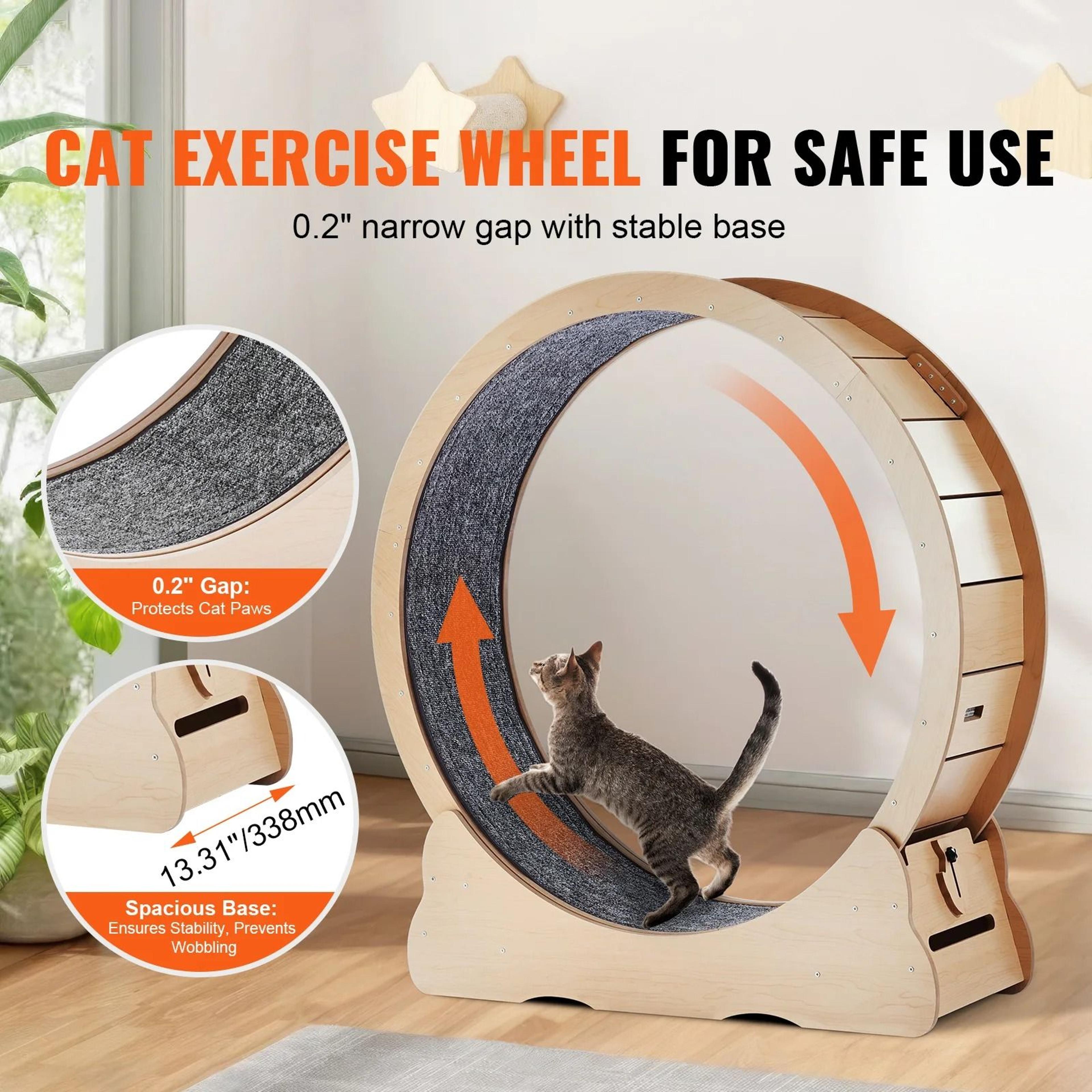 ActivePaws Wooden Cat Exercise Wheel Indoor Cat Treadmill With Detachable Carpet  Cat Teaser 6