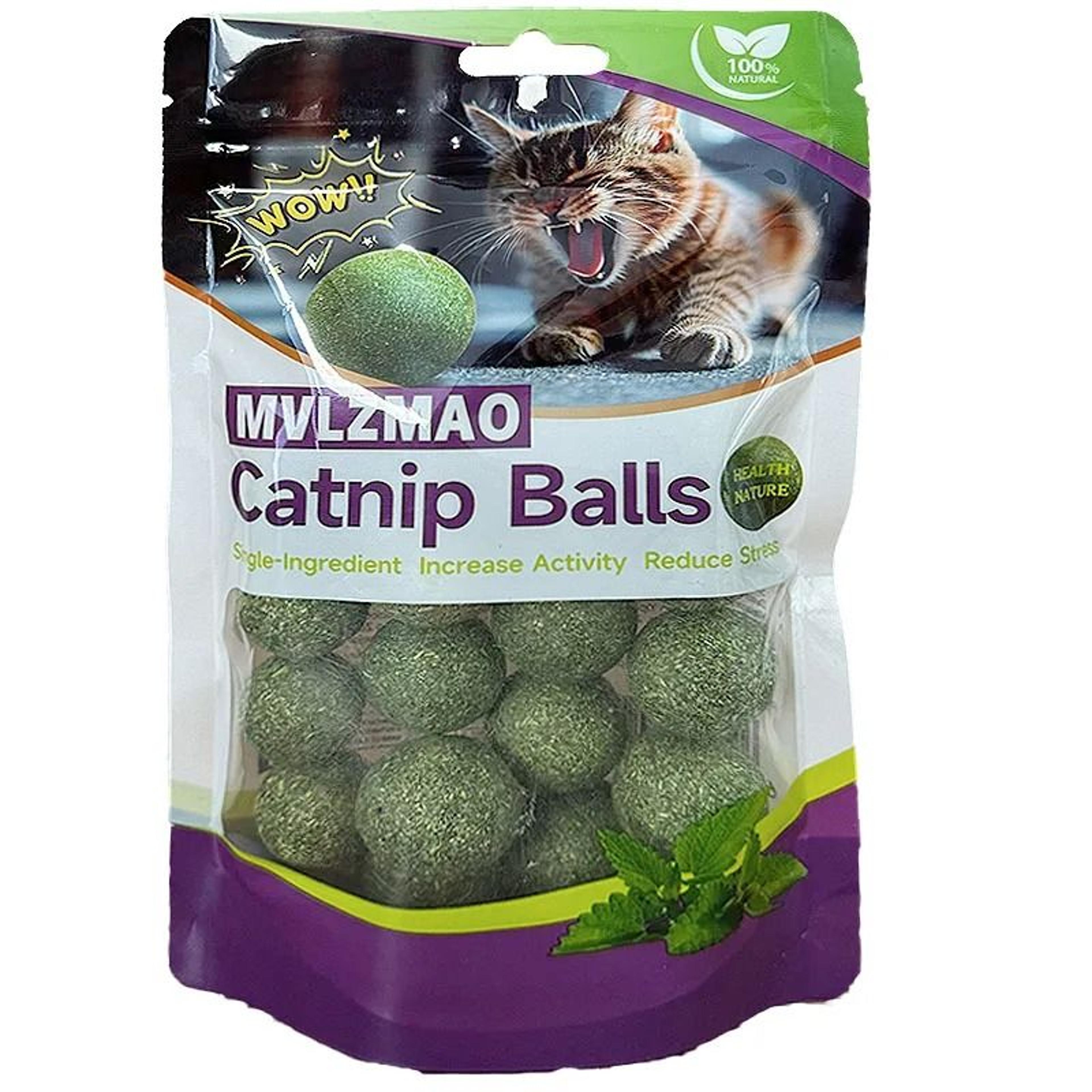 natural edible catnip ball toy for dental care and interactive play