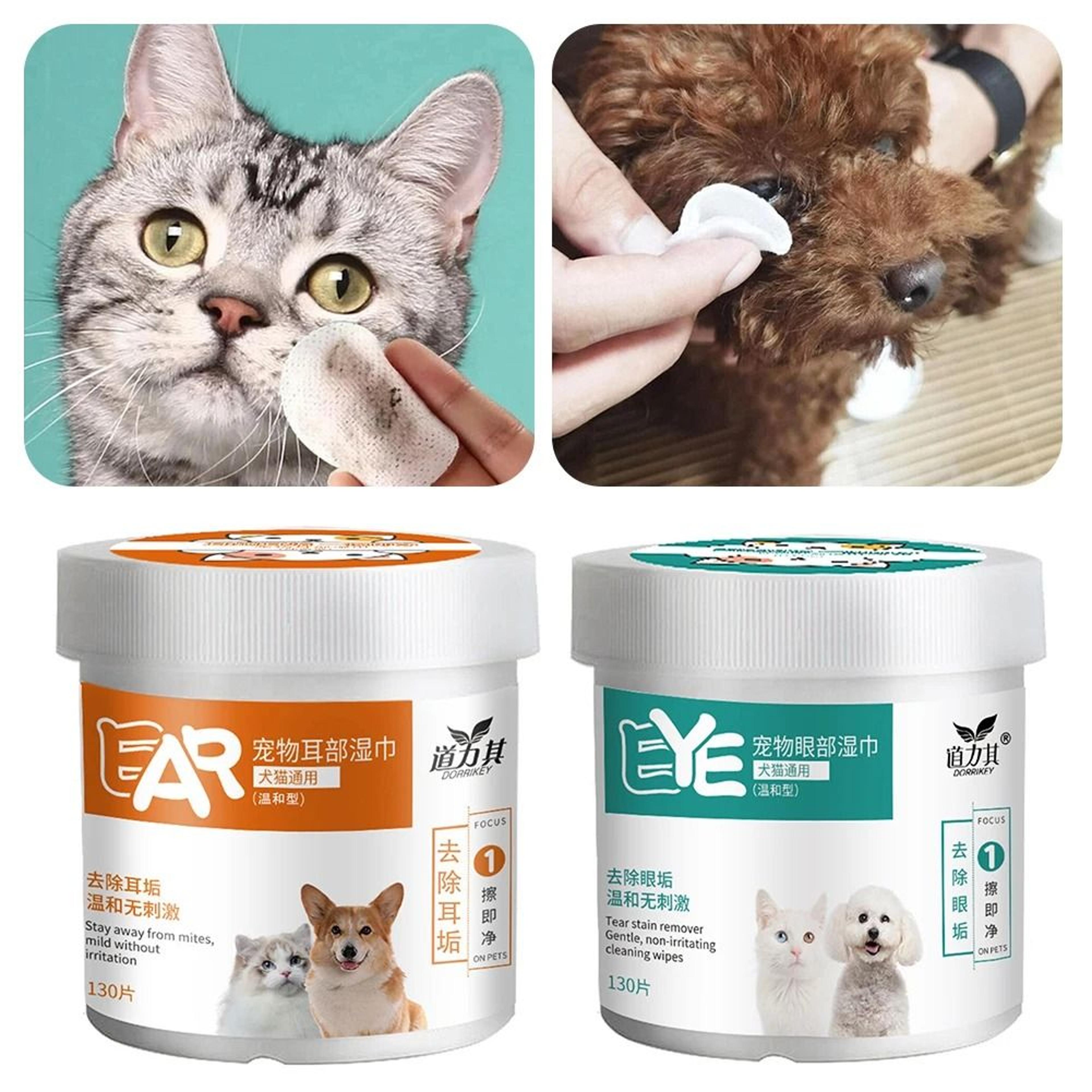 130-piece pet eye & ear cleaning wipes for dogs and cats