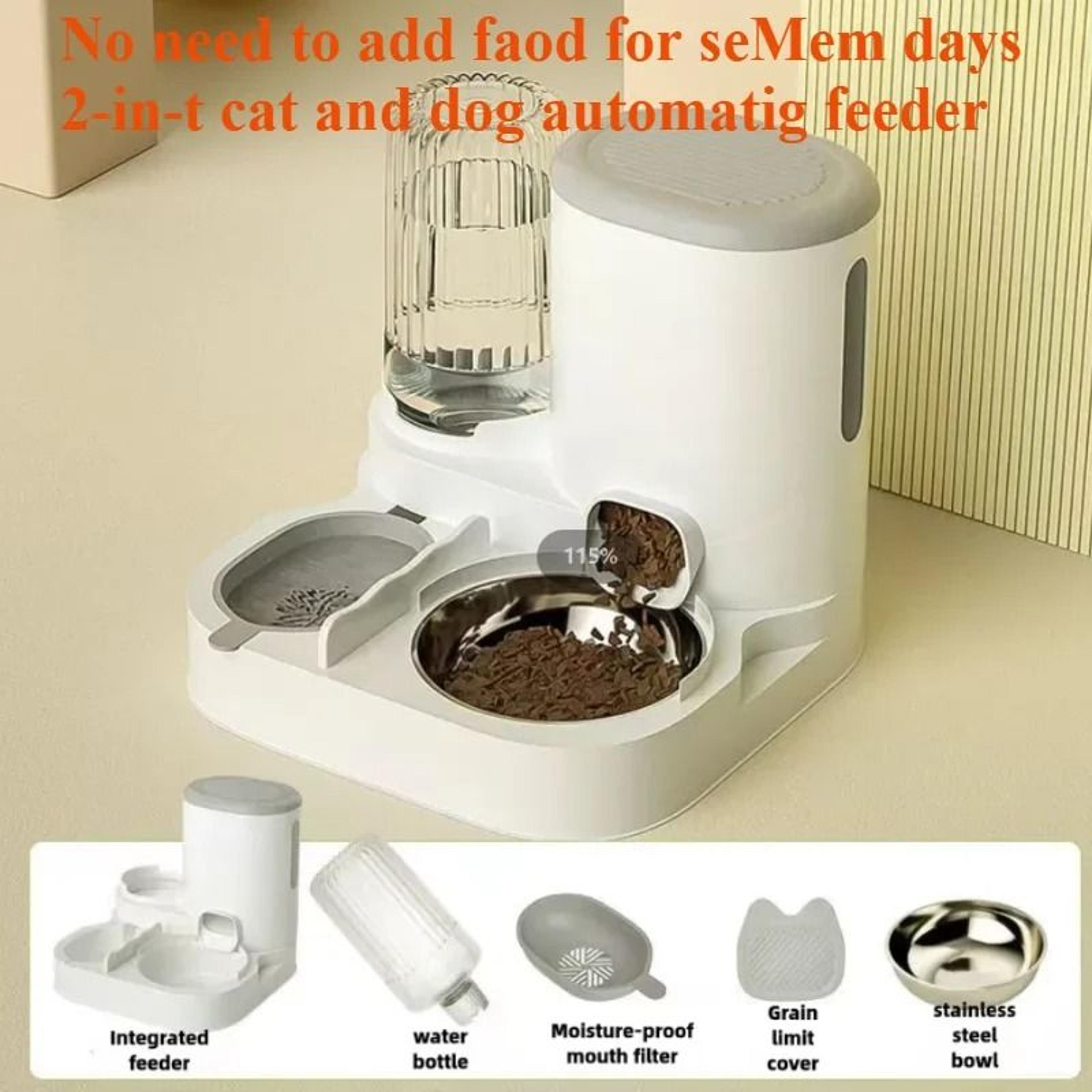 2-in-1 automatic pet feeder & water dispenser bowl for cats and dogs
