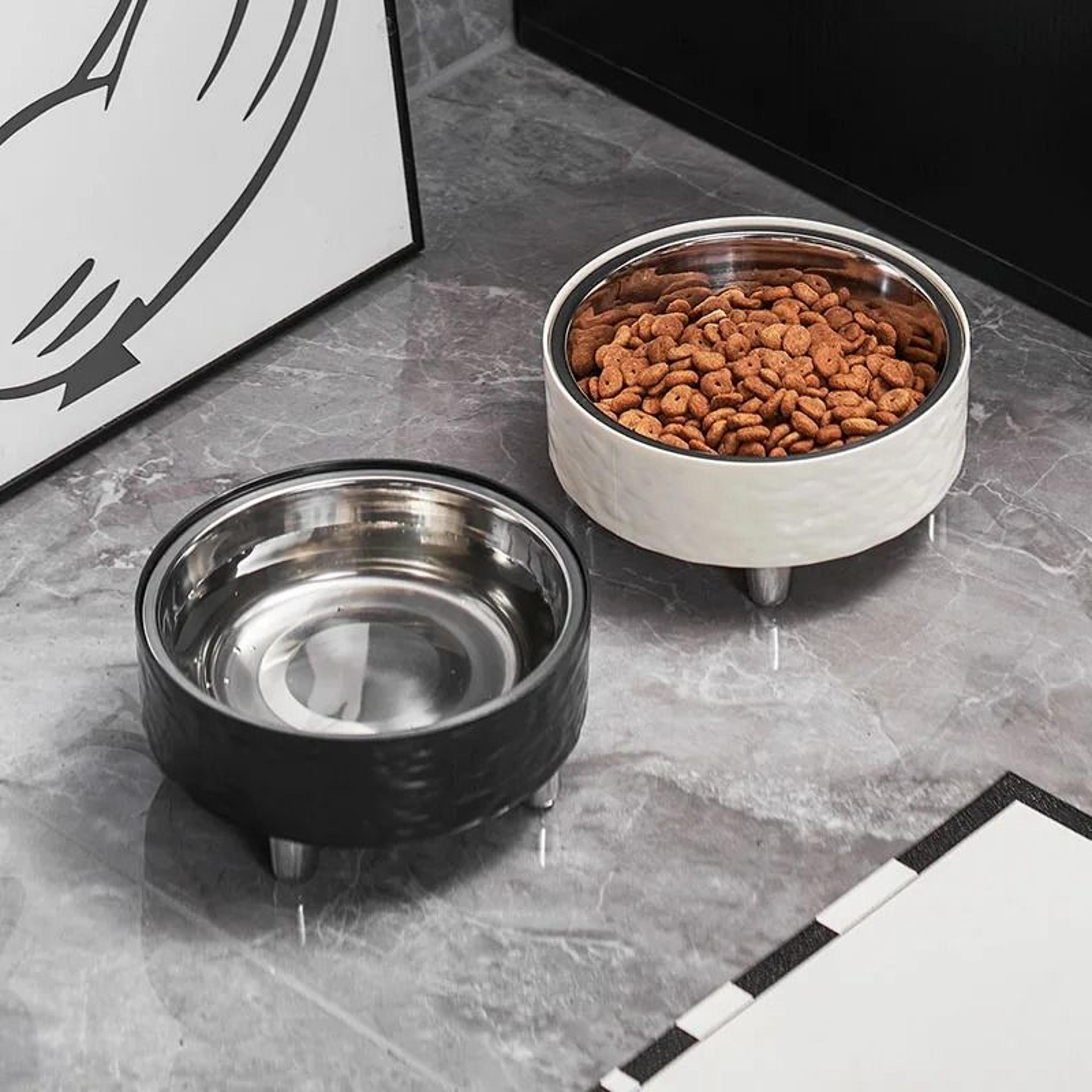 elevated water ripple stainless steel pet bowl for cats & small dogs