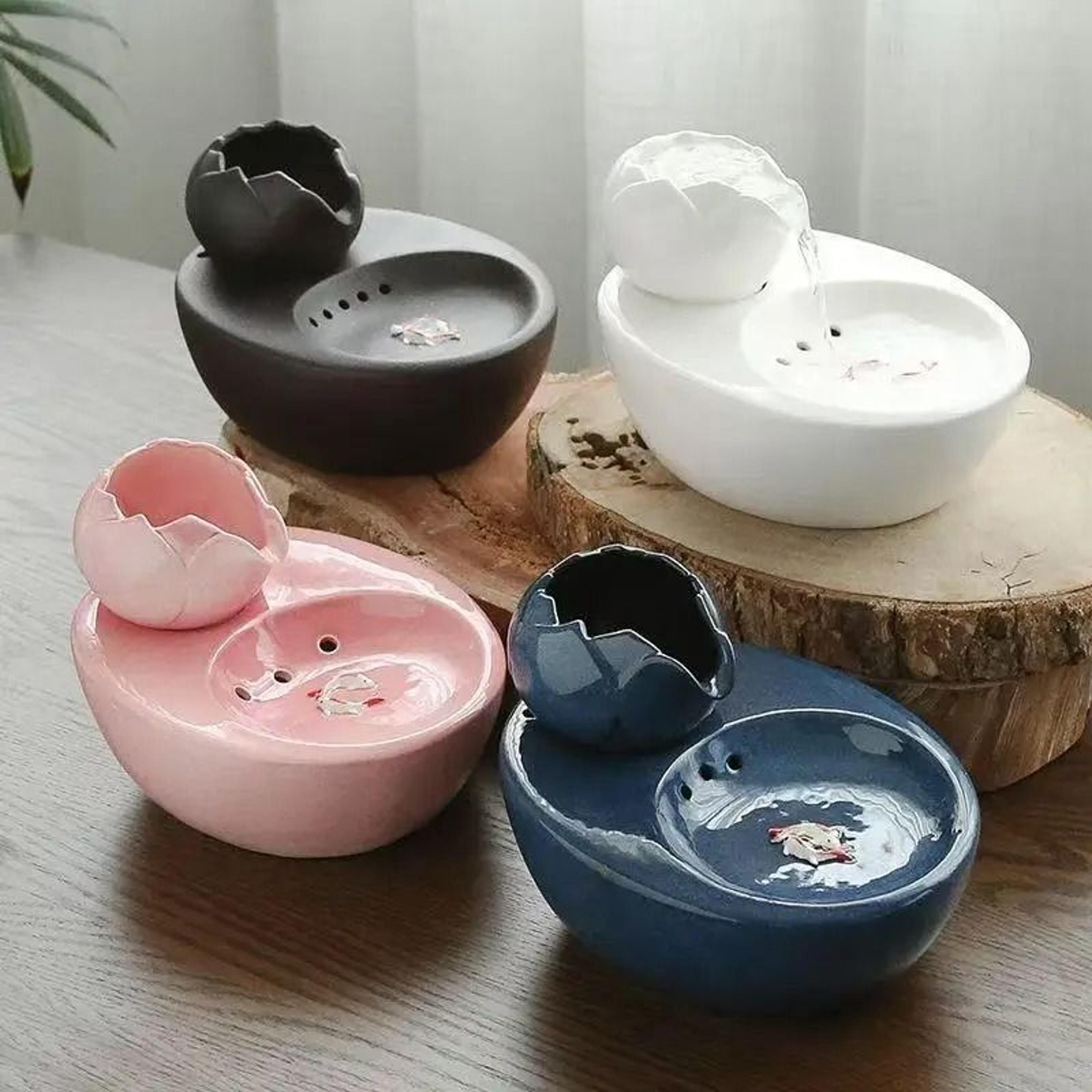 premium ceramic cat water fountain with usb pump and quiet flow filtration system