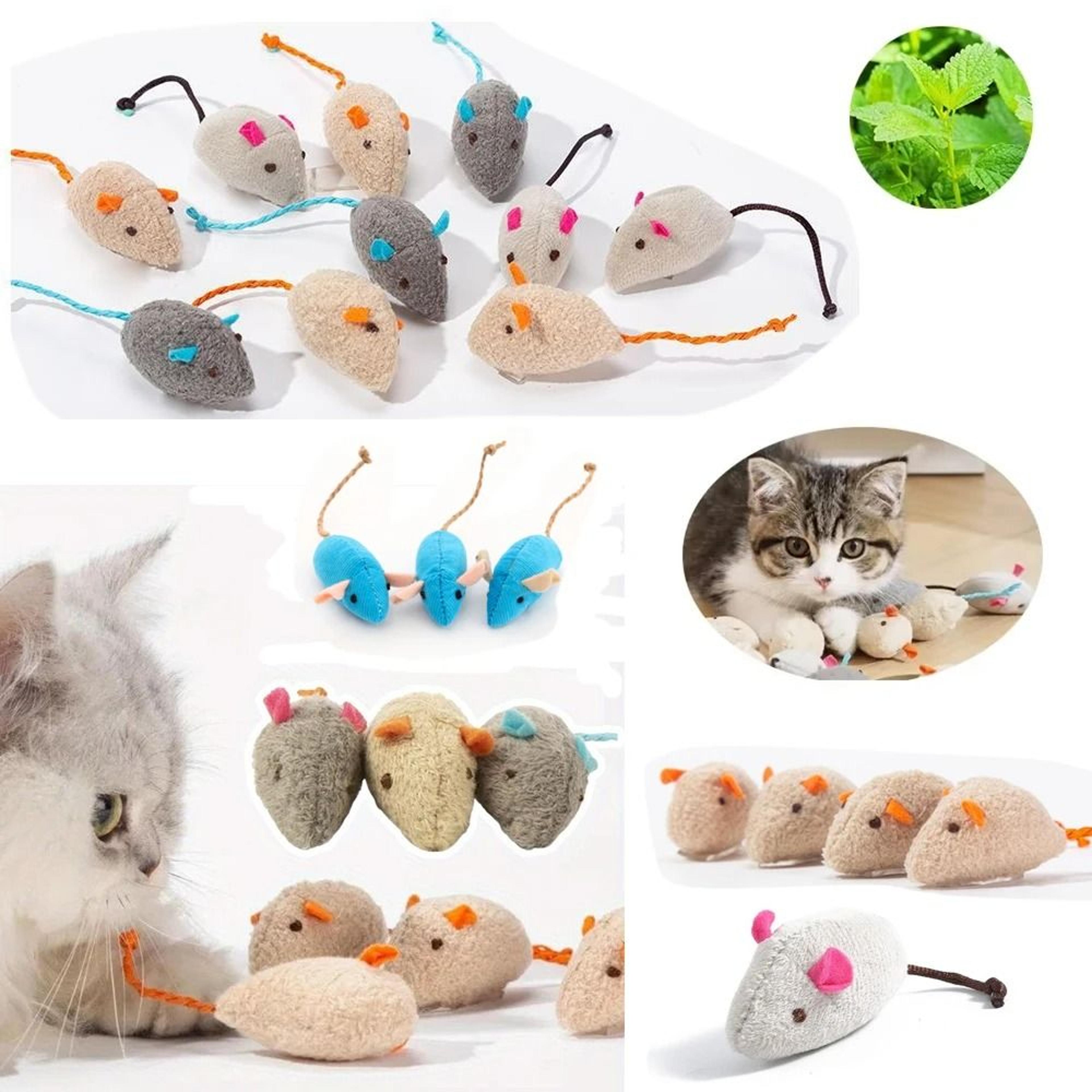 whiskerhunt catnip rattle mouse toys set for cats & kittens