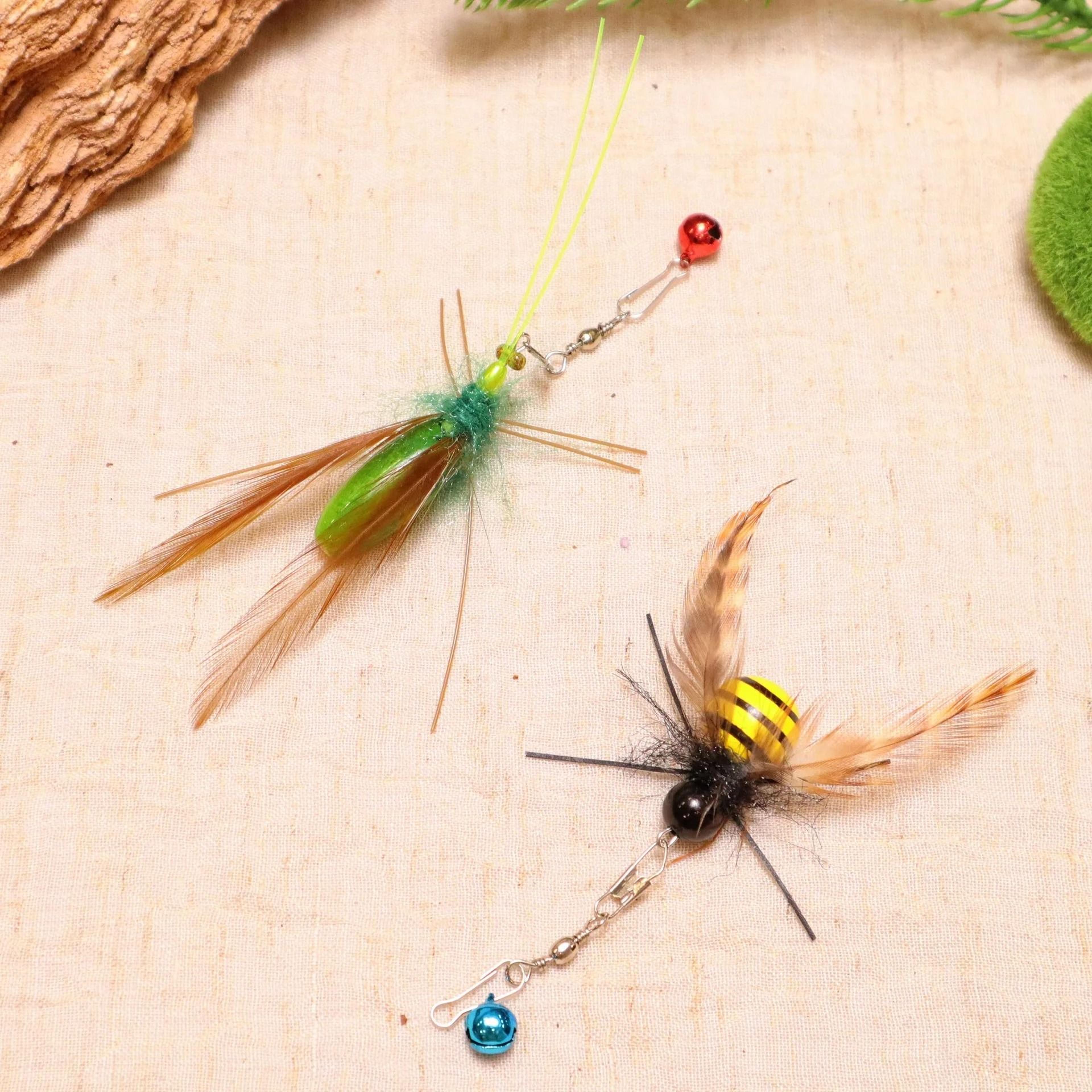 BuzzHunter Feather Insect Cat Toy Refills  Mantis  Bee Replacement Teaser Attachments 2Pack 1