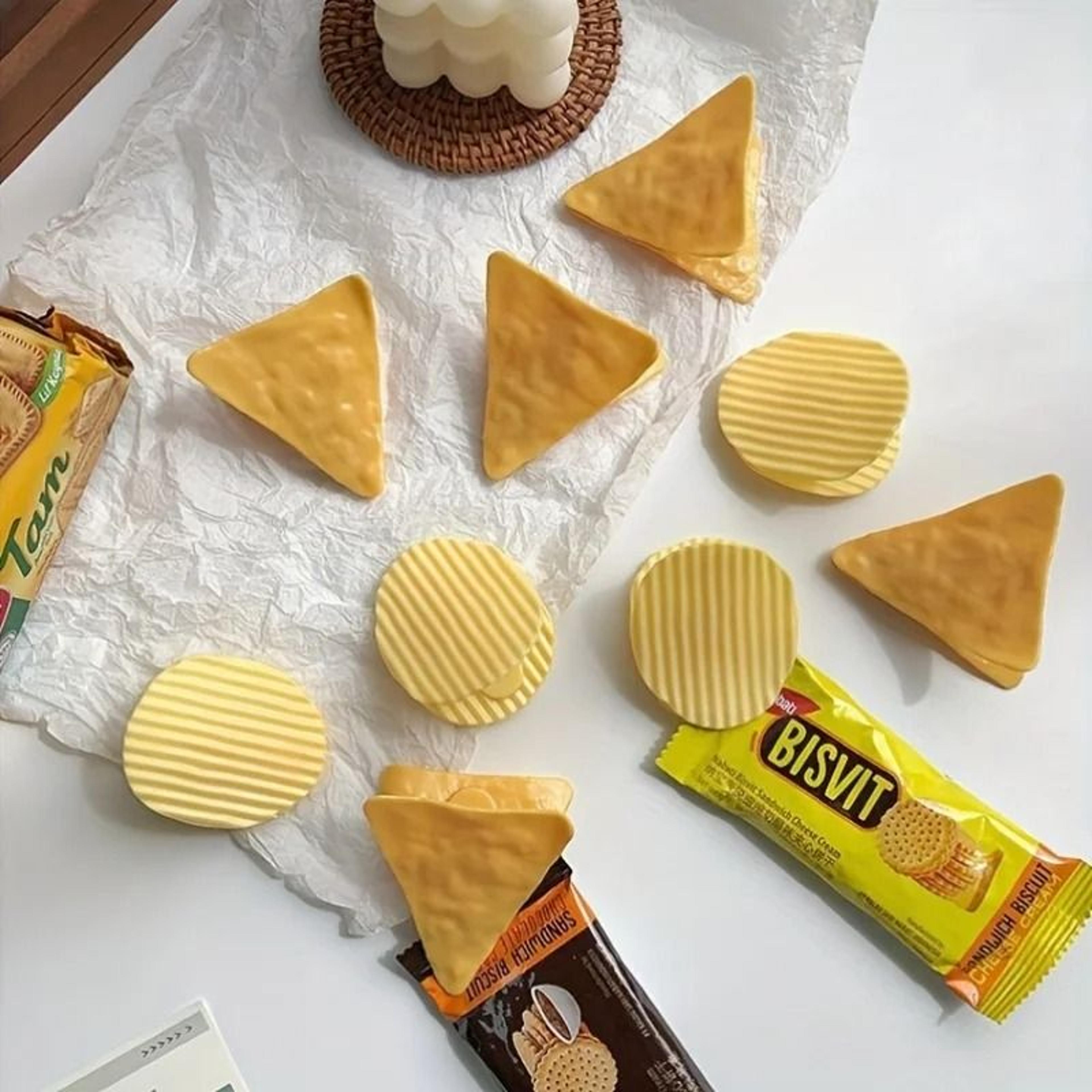 crunchclip fun chip-shaped bag clips – reusable freshness sealing clips set (4 pieces)