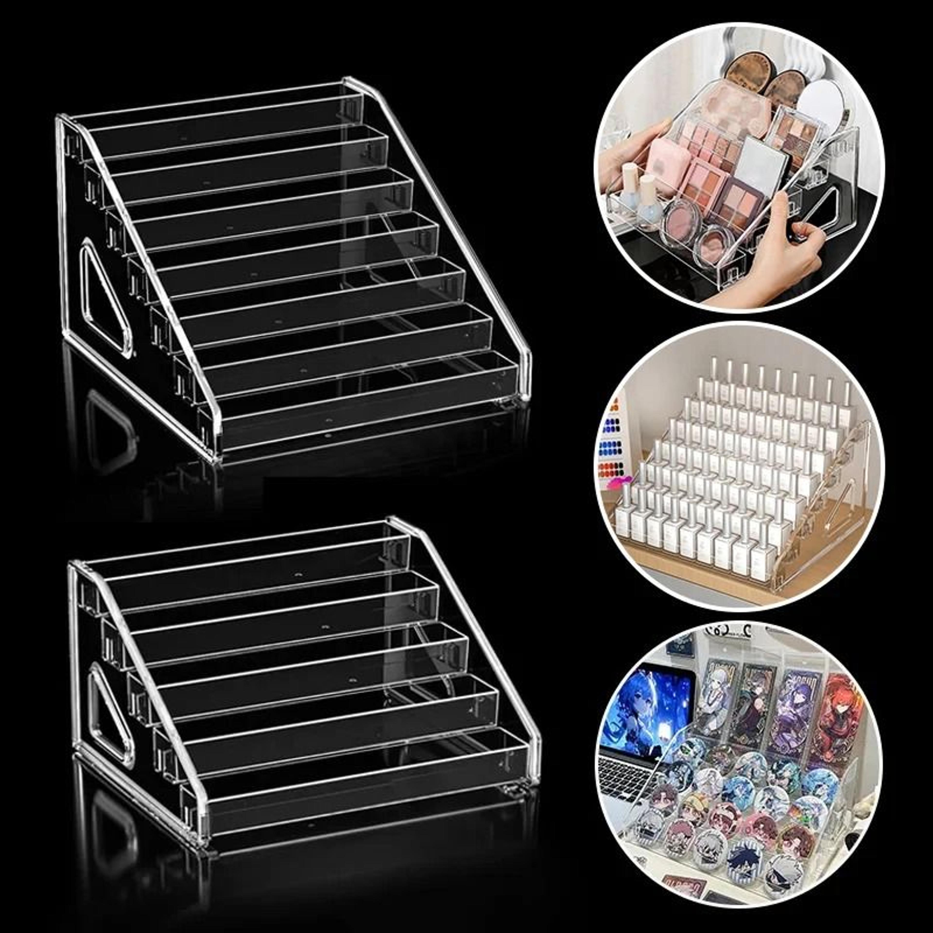 crystalview tiered acrylic display organizer – transparent makeup, nail polish & collectibles storage stand