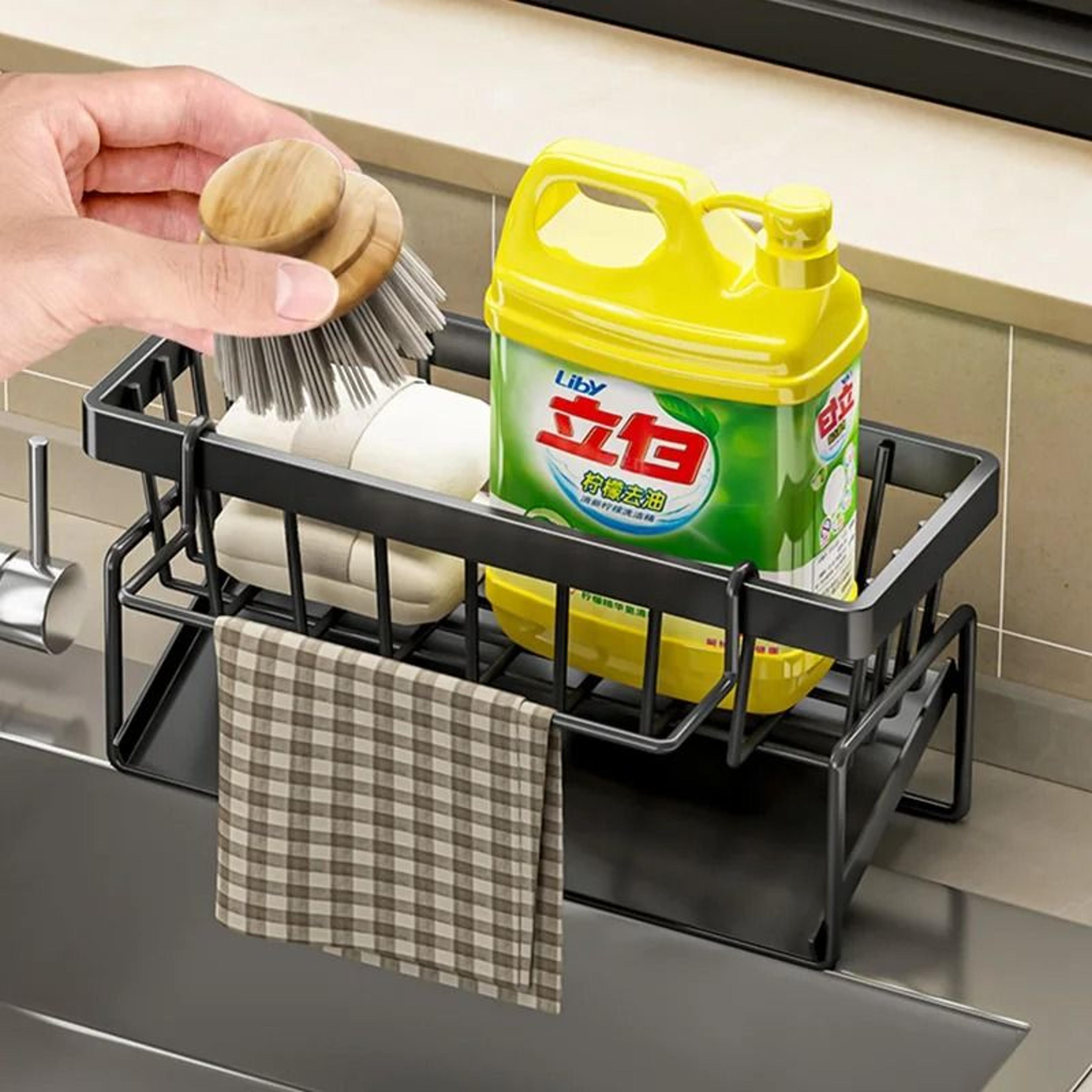 DrainMate Stainless Steel Sink Organizer Rack  Sponge Soap  Rag Storage Holder 4