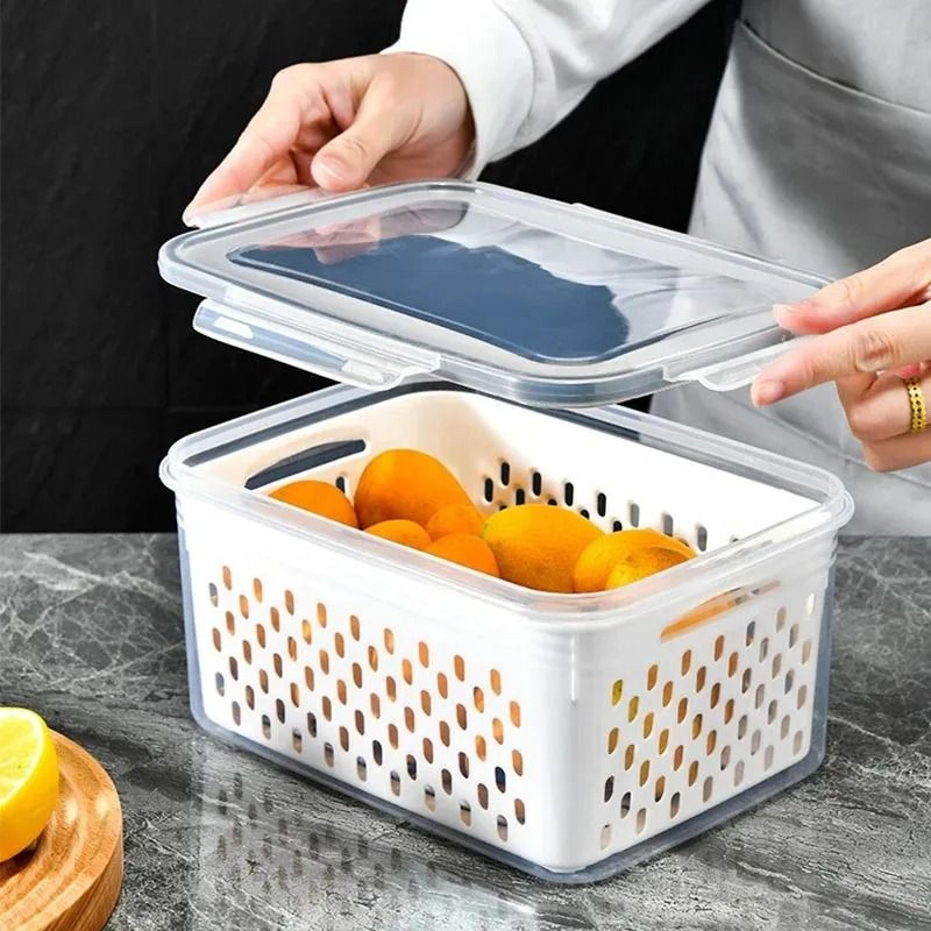 FreshLock DoubleLayer Produce Storage Container  Drain  Preserve Fruit And Vegetable Keeper 1