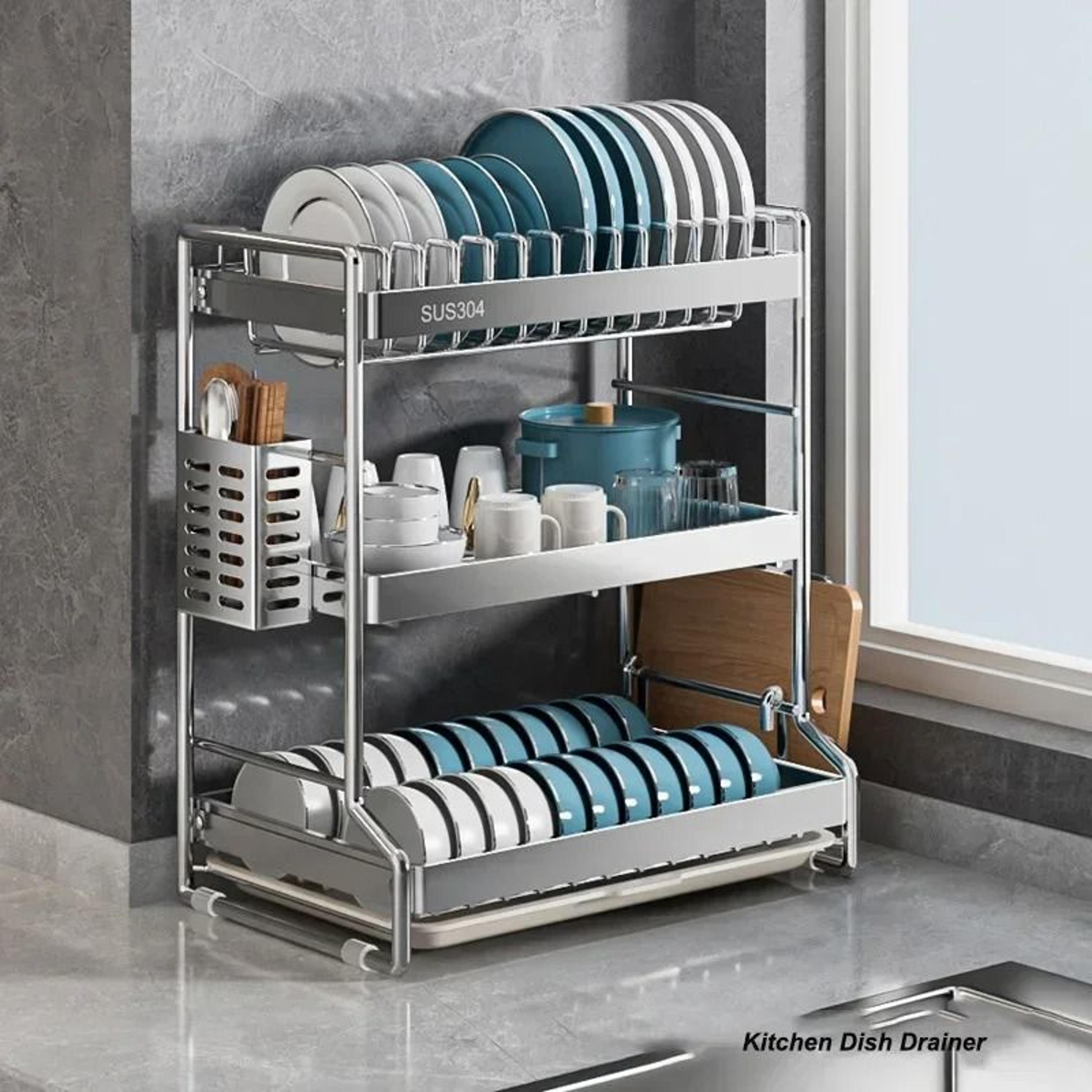 dryelite stainless steel dish drying rack – kitchen countertop drainer with drain board