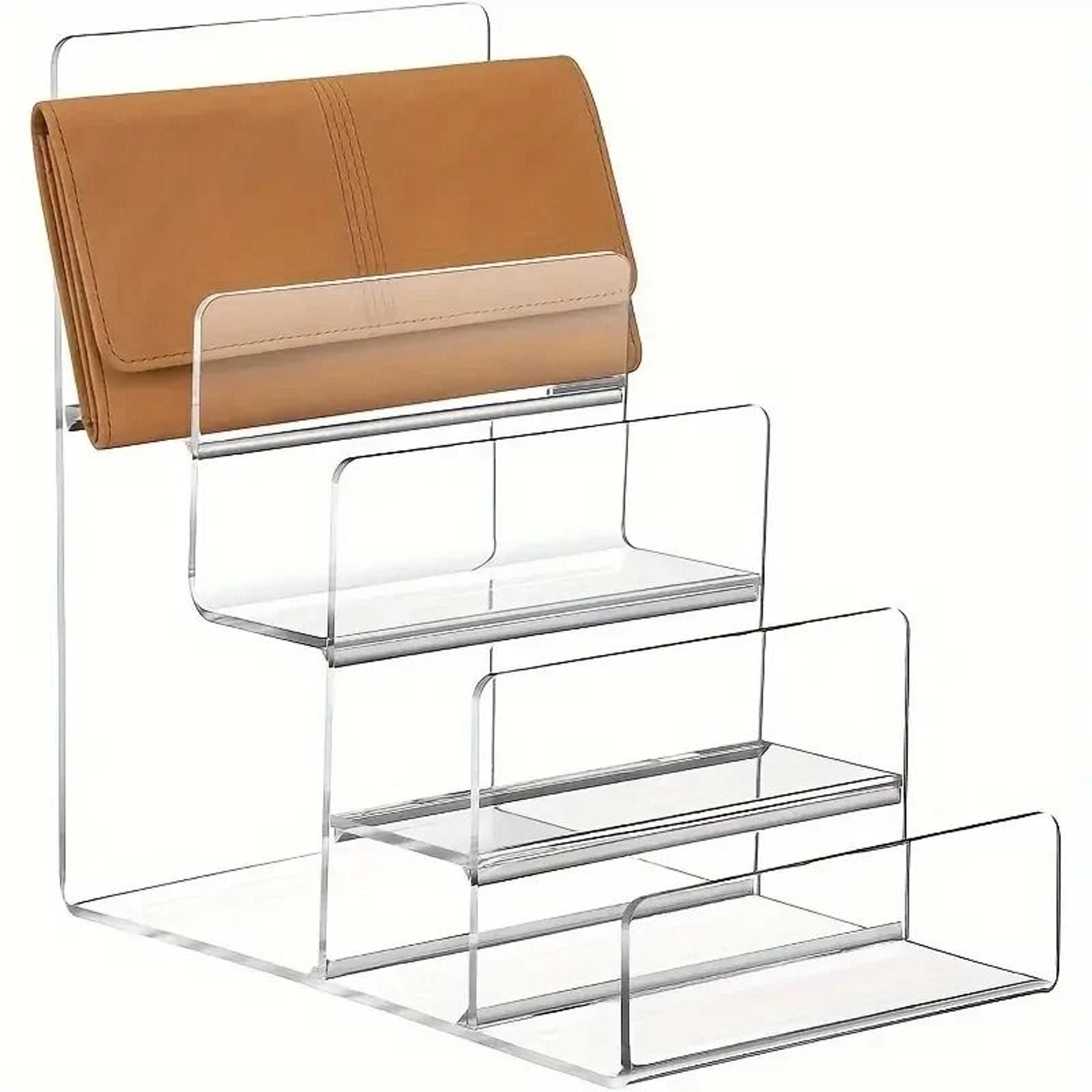 CrystalTier Acrylic Display Risers  Transparent MultiLevel Organizer For Handbags Jewelry  Cosmetic 5