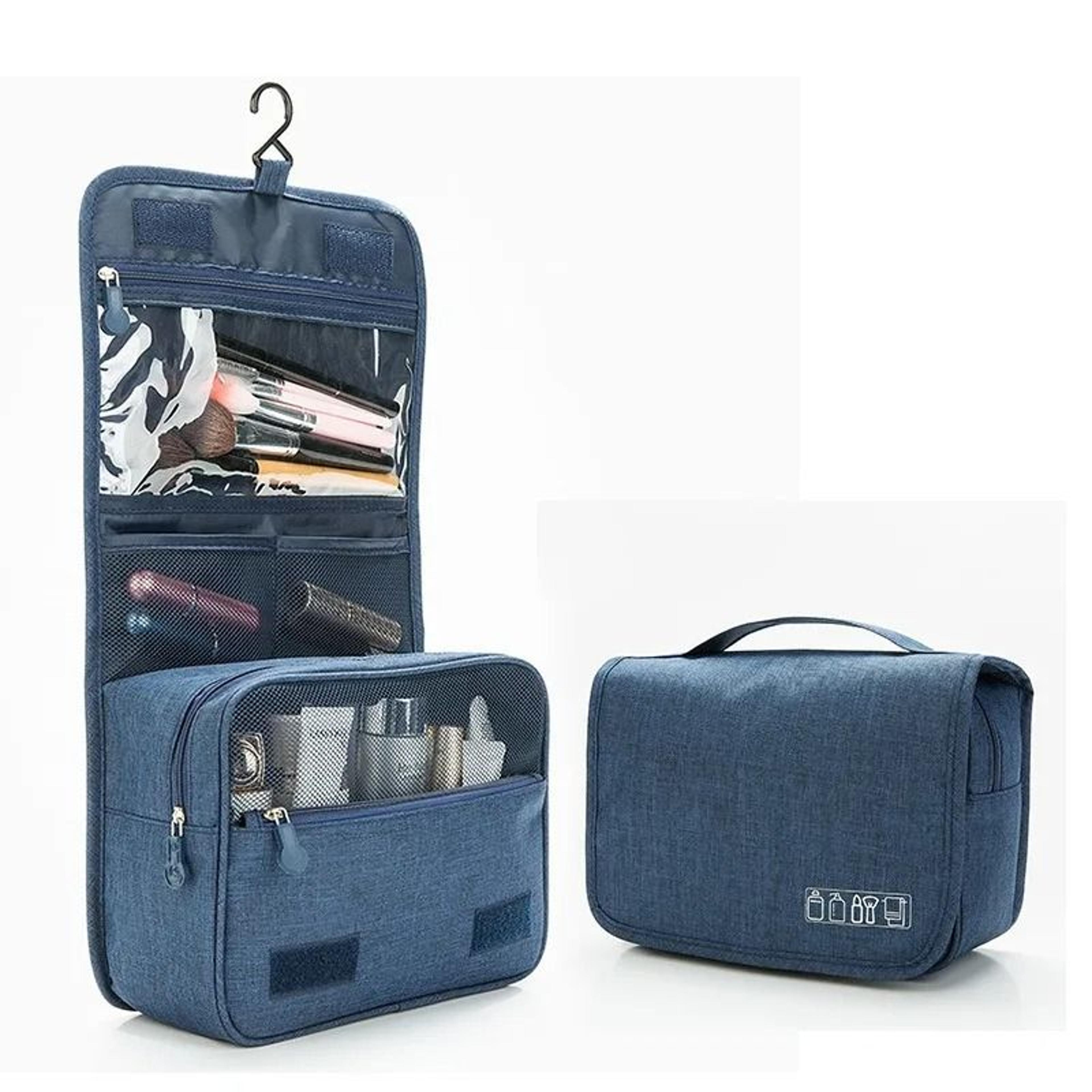 waterproof hanging travel makeup bag for cosmetics, toiletries, and bathroom essentials