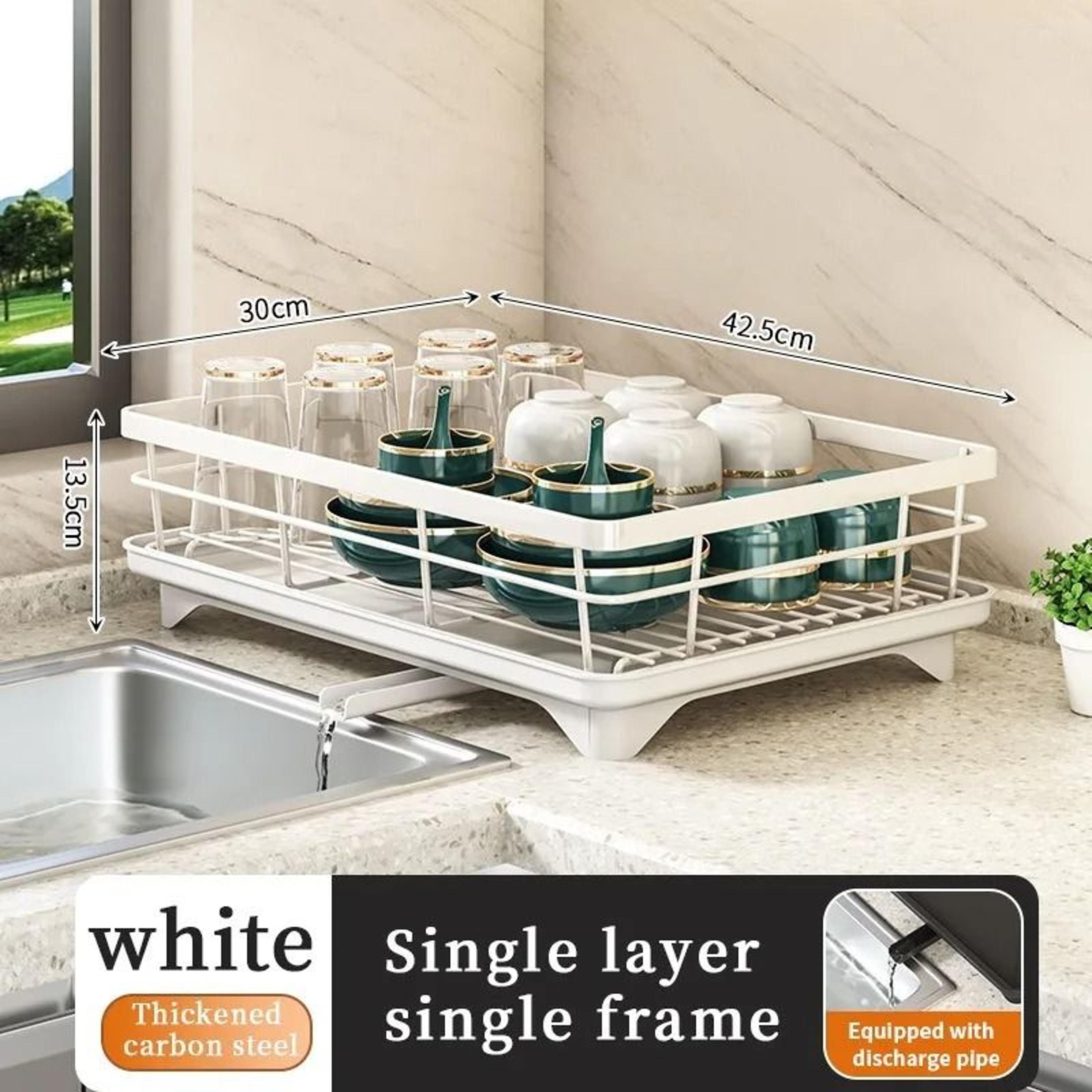 Adjustable Stainless Steel Dish Drying Rack With Cutting Board And Bowl Organizer 6