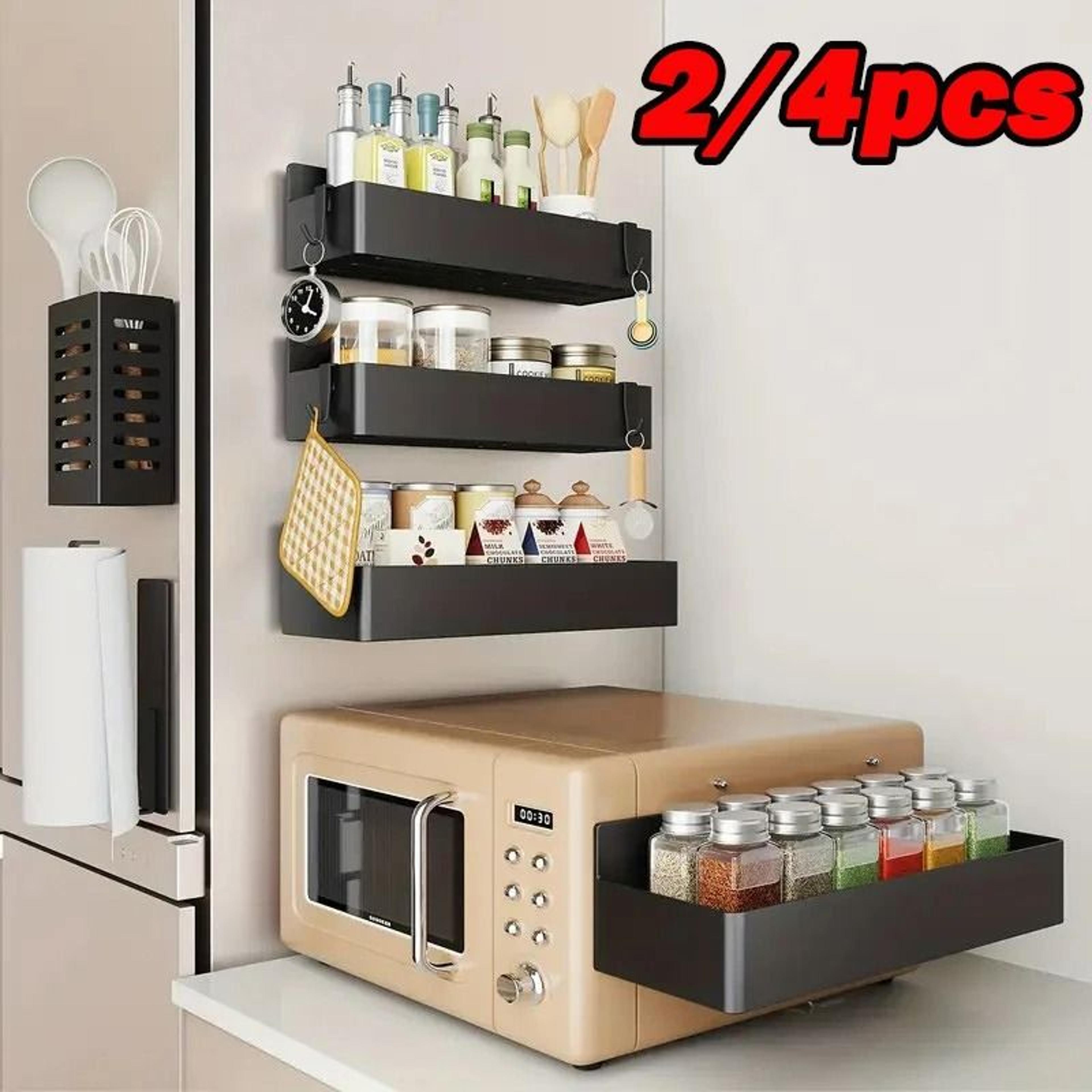 magnetic refrigerator storage rack set – punch-free organizer shelves for kitchen & bathroom