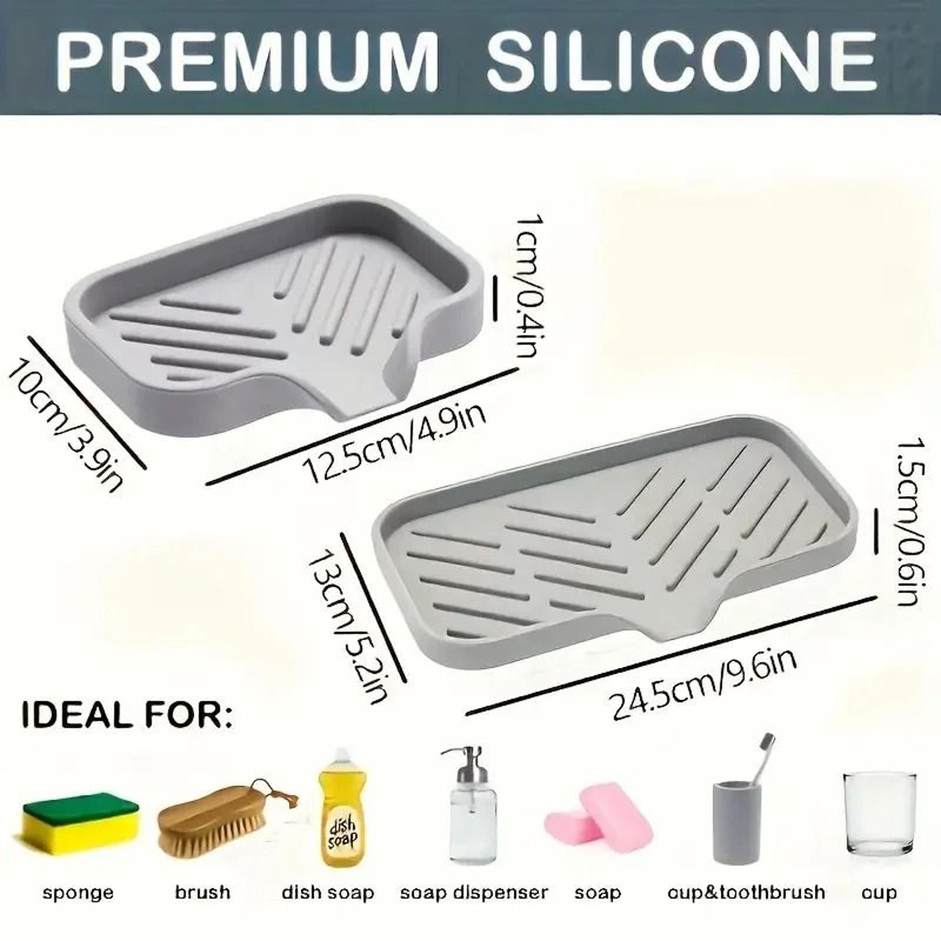 Silicone Kitchen Sink Organizer Tray  WaterResistant Soap  Sponge Holder For Countertop Organizatio 2