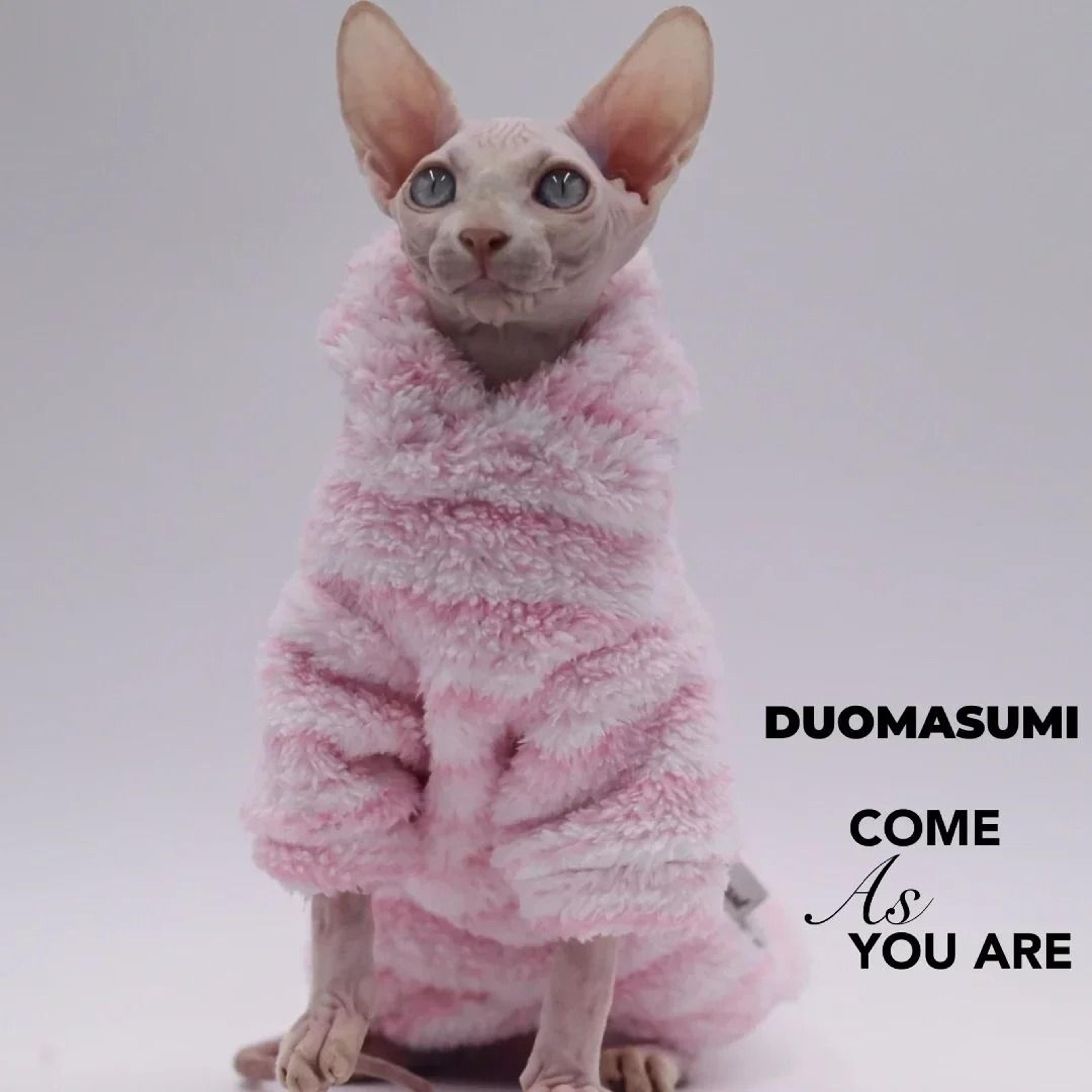 DUOMASUMI DoubleSided Winter Jacket For Sphynx Cats  Warm Hairless Cat Clothes With Soft Fluffy Ins 2