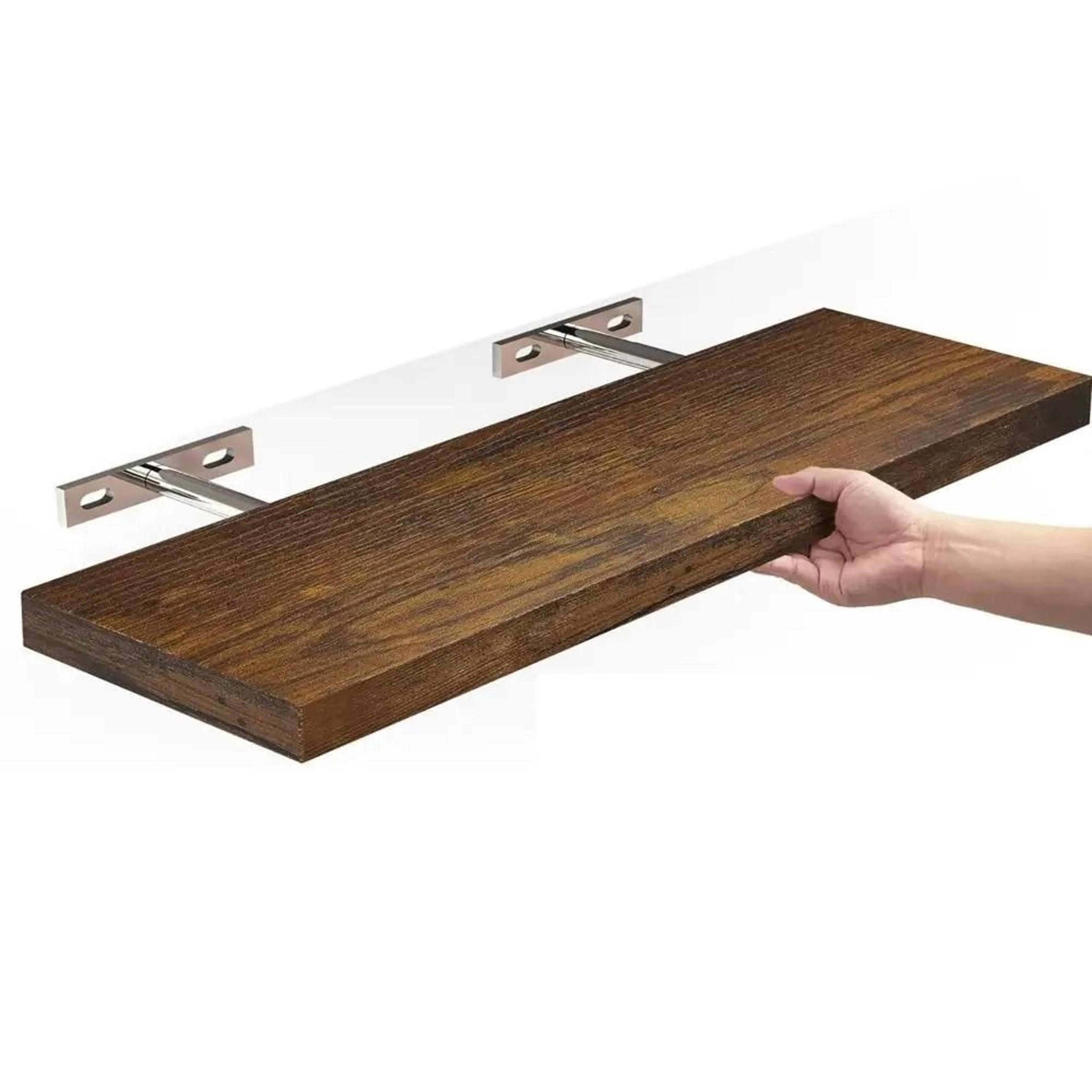 Rustic Wooden Floating Wall Shelf  Durable Wall Mounted Shelves With Invisible Brackets For Stylish 11