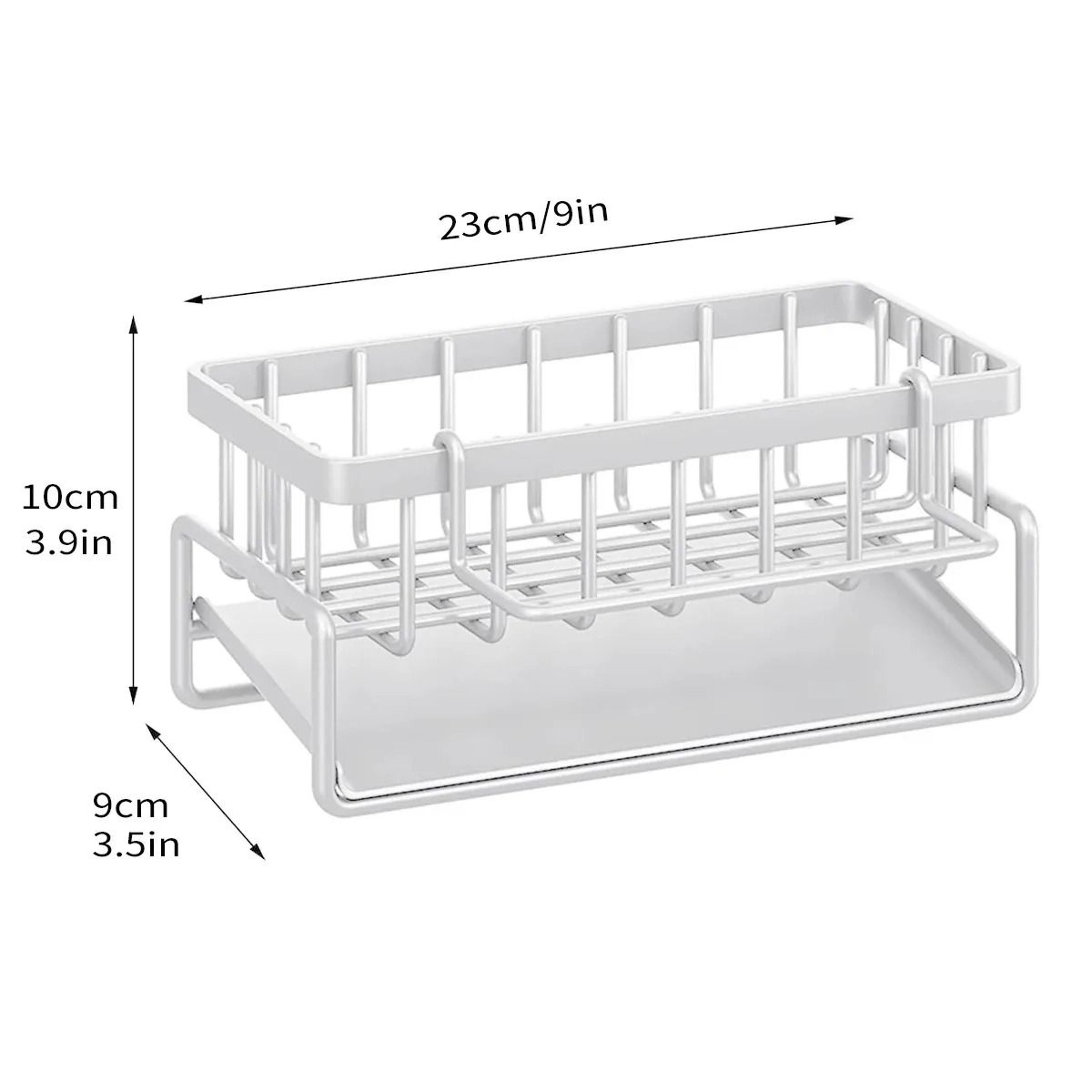 Stainless Steel Sink Faucet Organizer With Sponge Holder Soap Drainer And Towel Rack 11