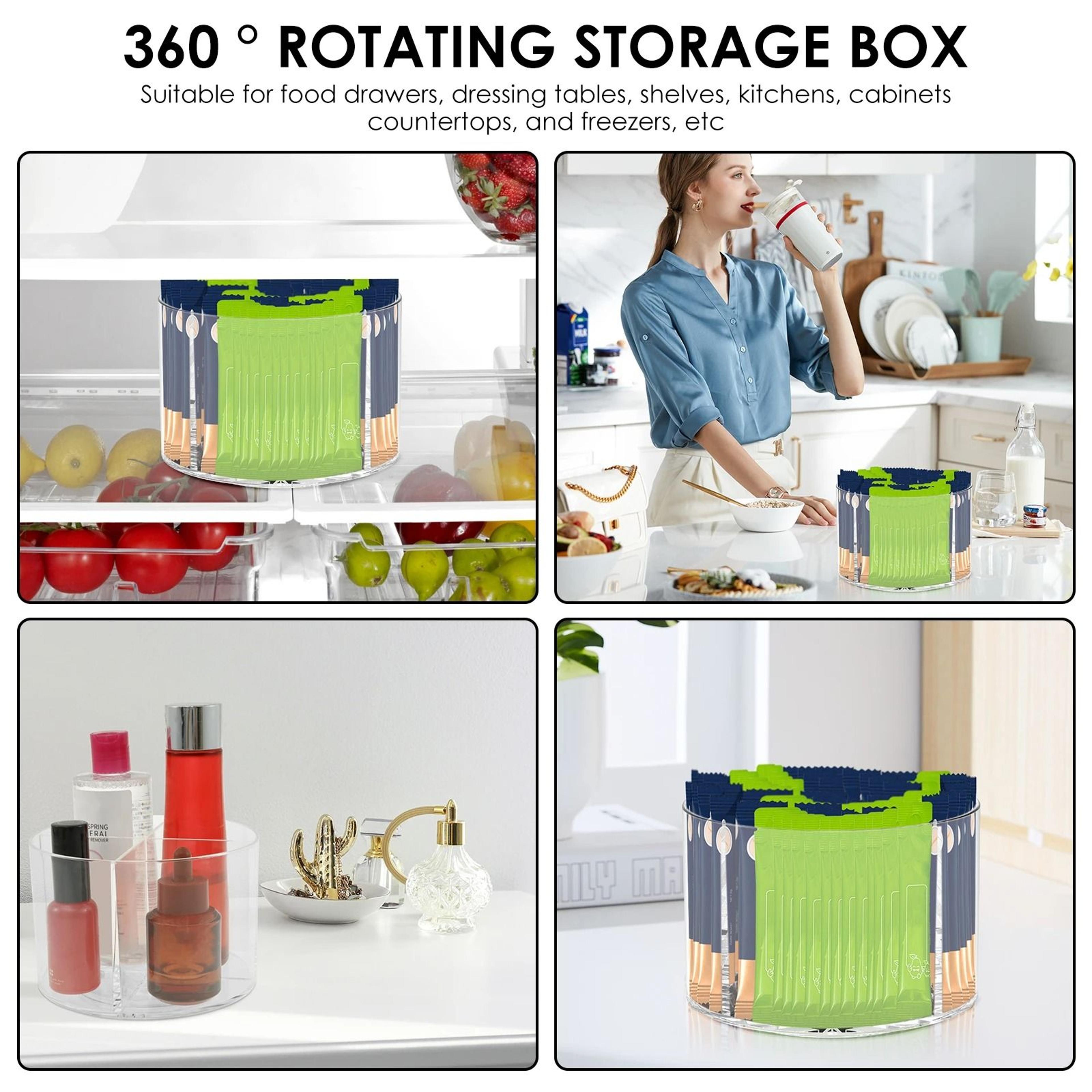 360 Rotating Spice Rack Organizer With Clear Compartments For Seasonings Drink Packets And Cosmetic 5
