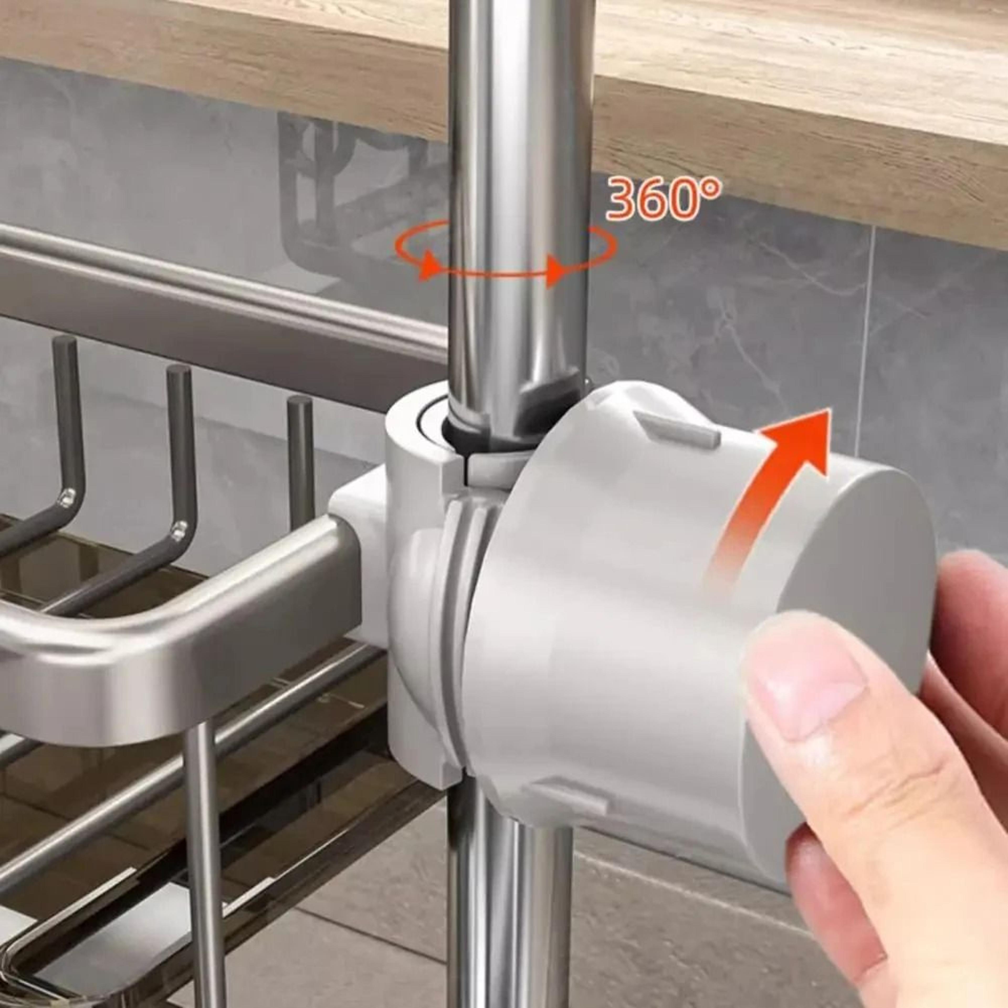 Faucet Mounted Kitchen Sink Storage Rack With Drain Basket For Sponges Soap And Cleaning Supplies 6