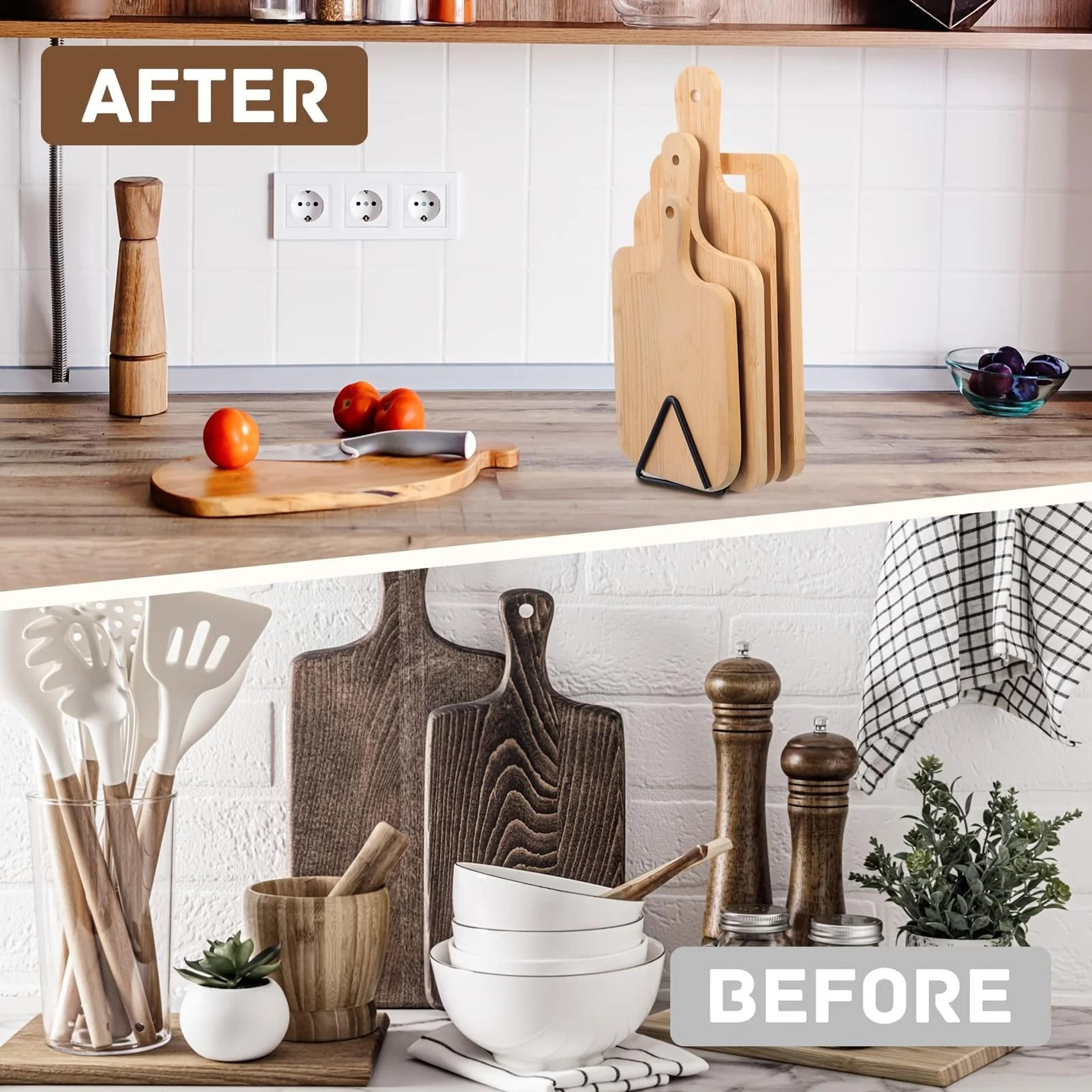4 Slot Metal Cutting Board Rack For Countertop Kitchen Storage 4