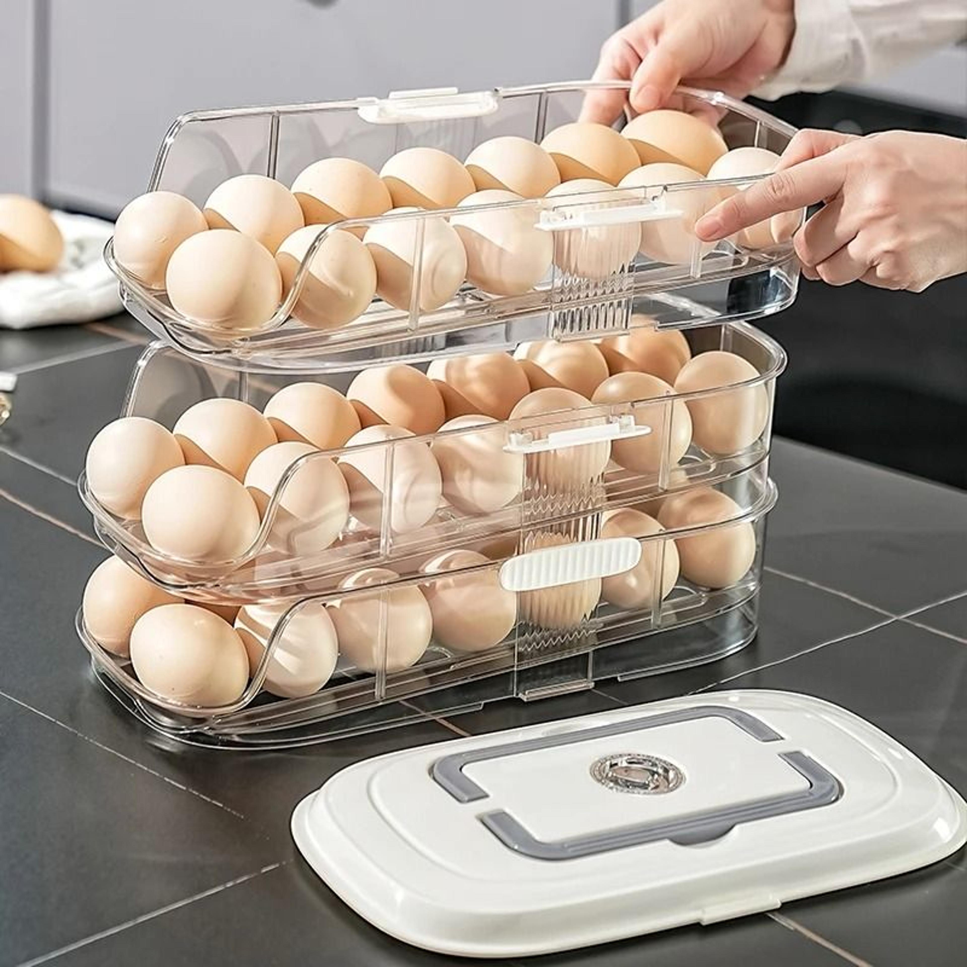 Automatic Rolling Egg Holder For Refrigerator Storage 5