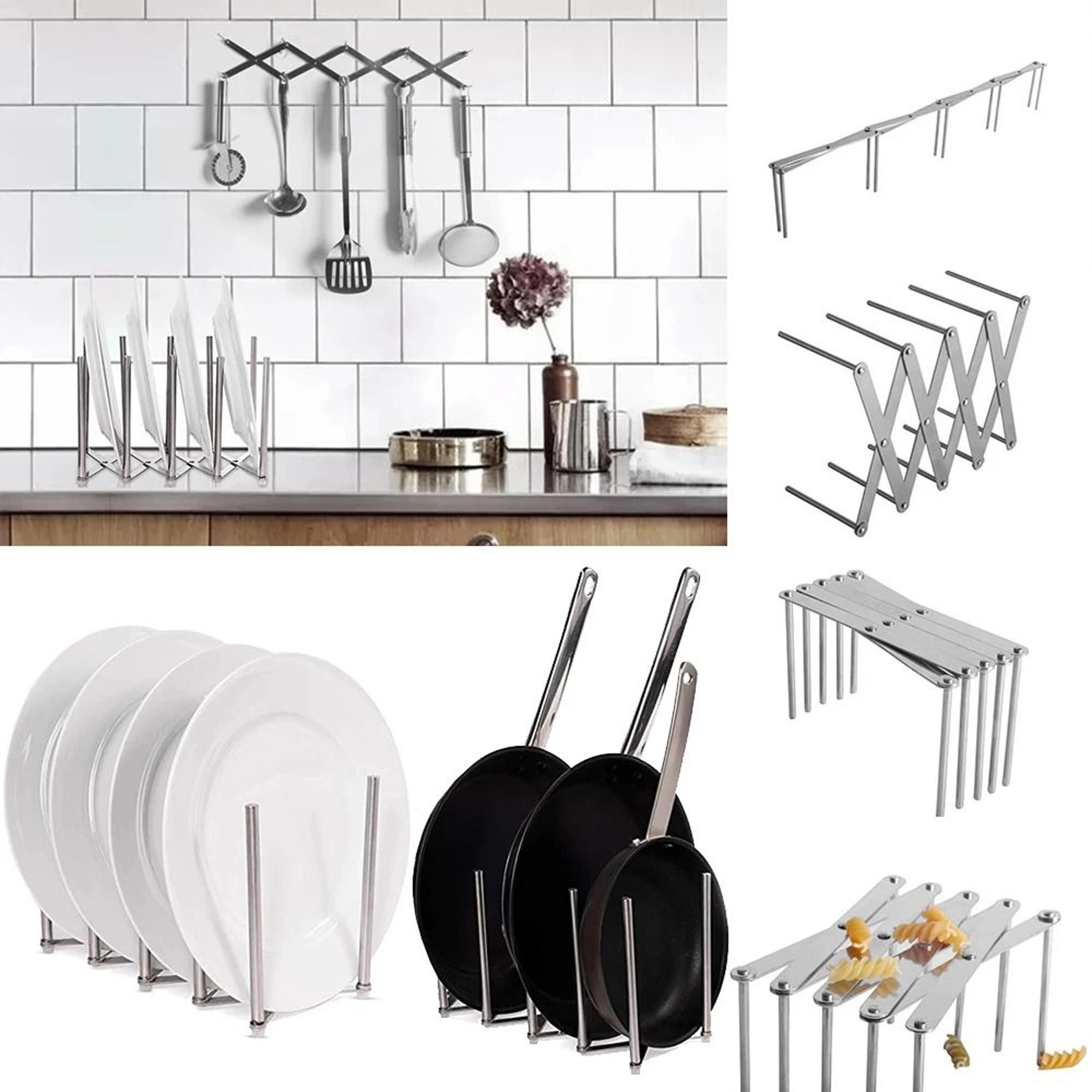 Retractable Pot Lid Holder And Kitchen Drain Shelf Organizer 5