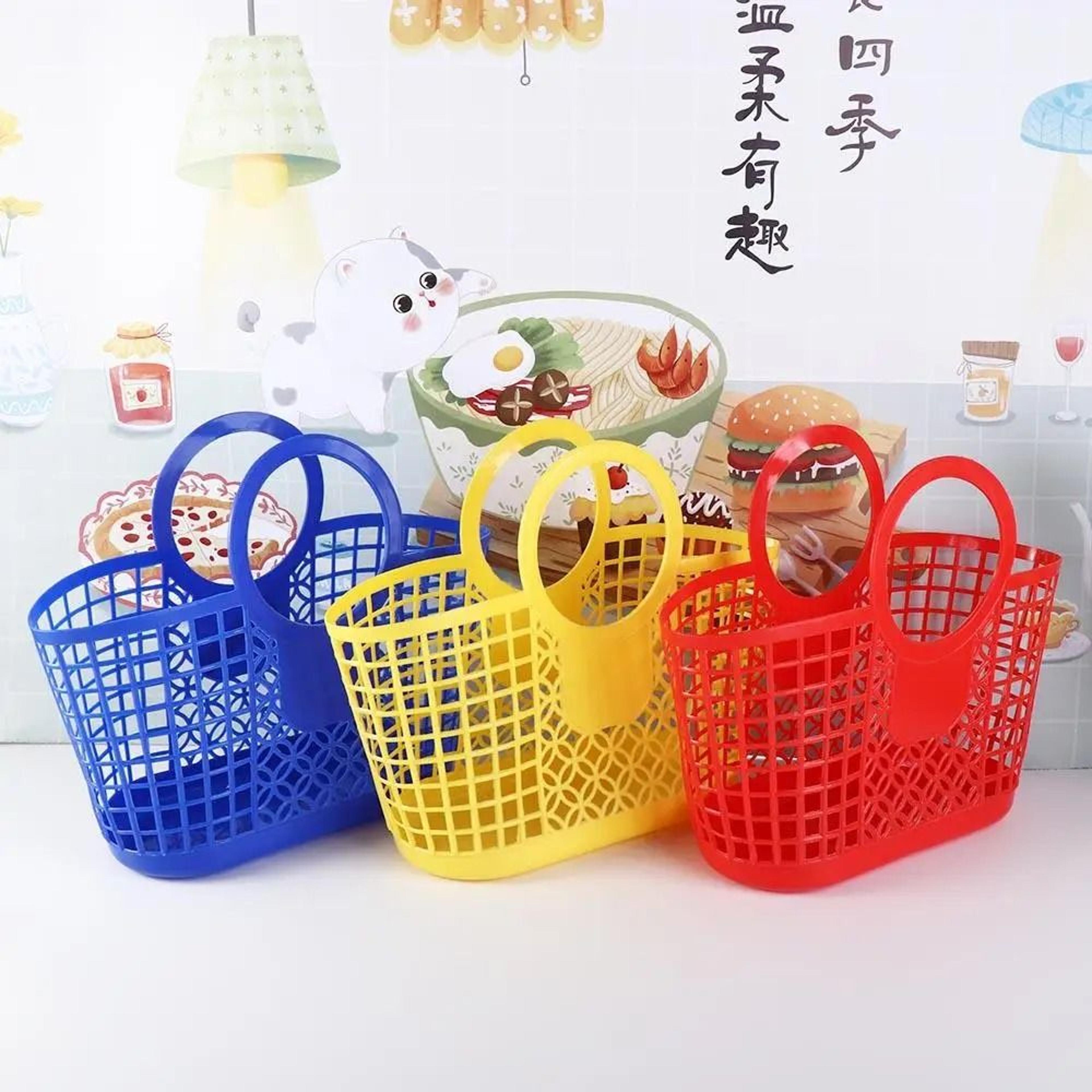 Portable Plastic Storage Basket With Handles 1