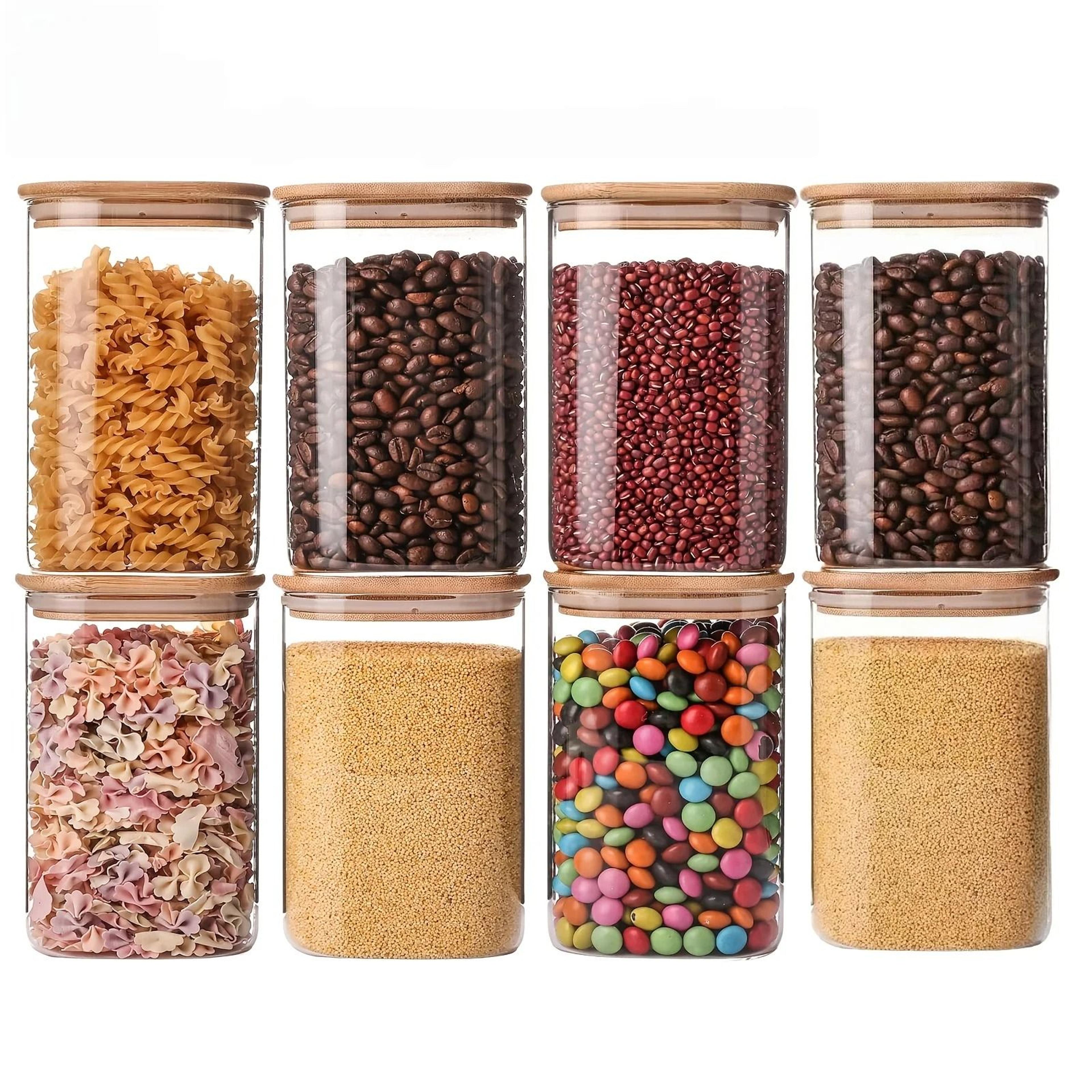 Square Glass Storage Jar Set With Bamboo Lids 10