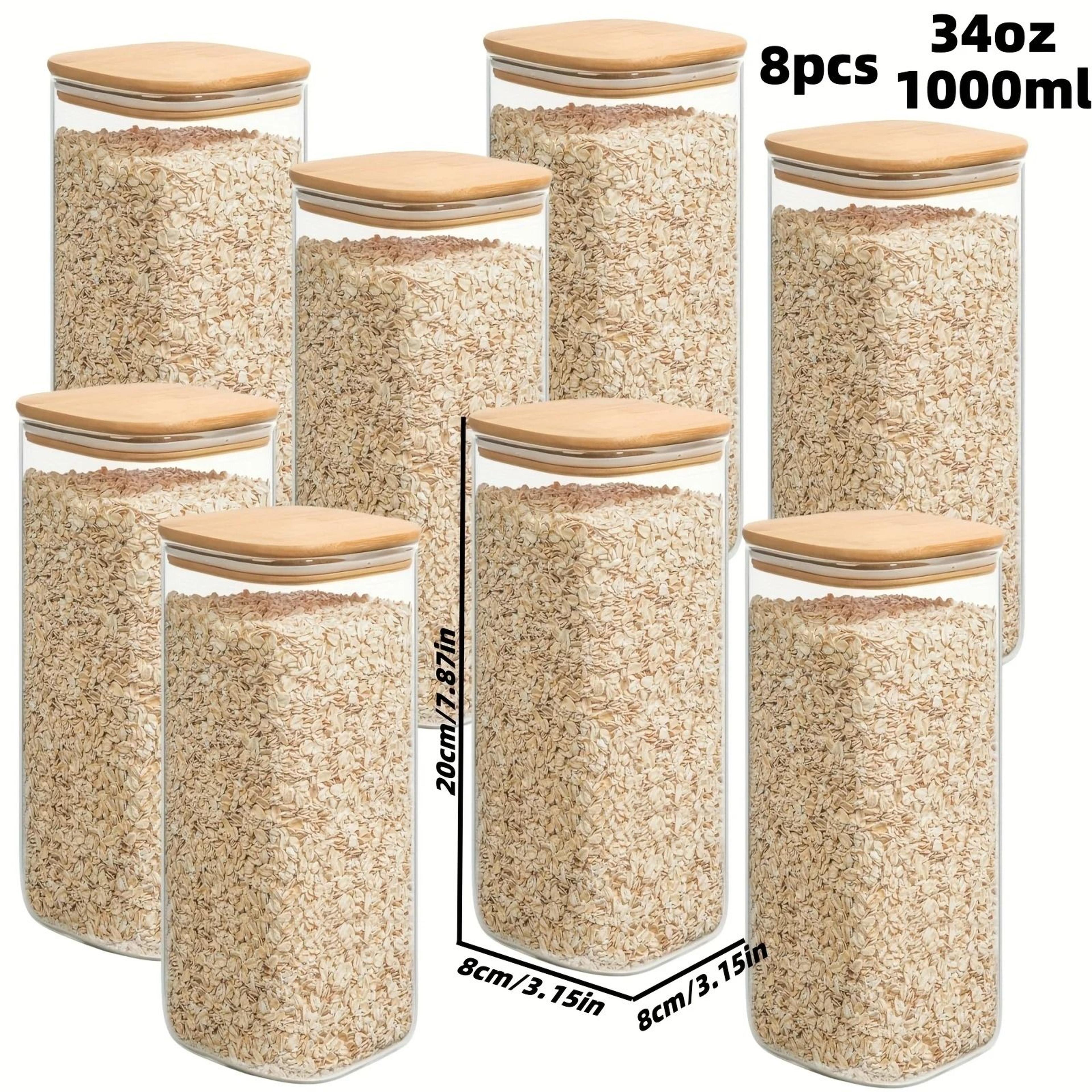 Square Glass Storage Jar Set With Bamboo Lids 12
