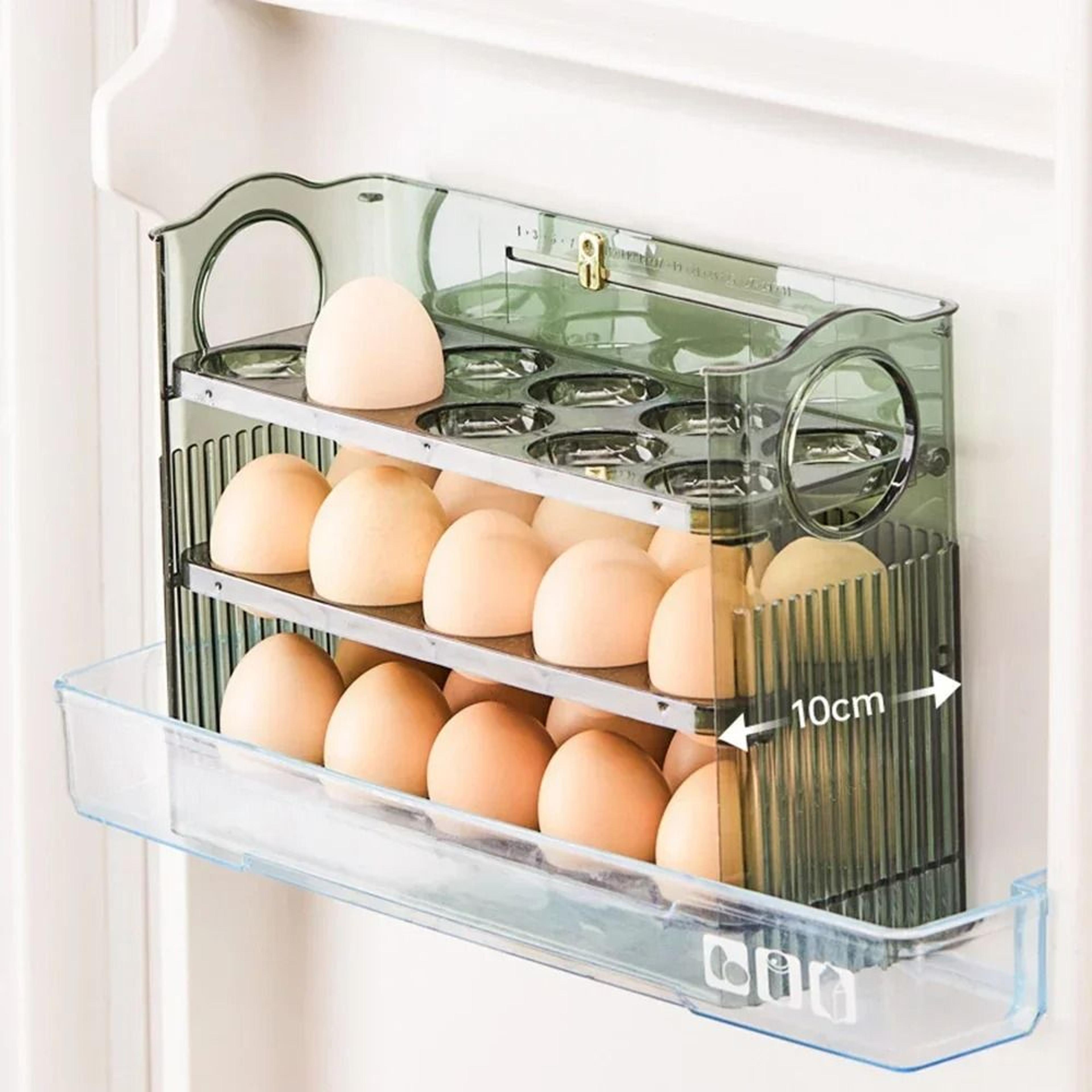 Automatic Rebound Refrigerator Egg Organizer For Side Door Storage 6
